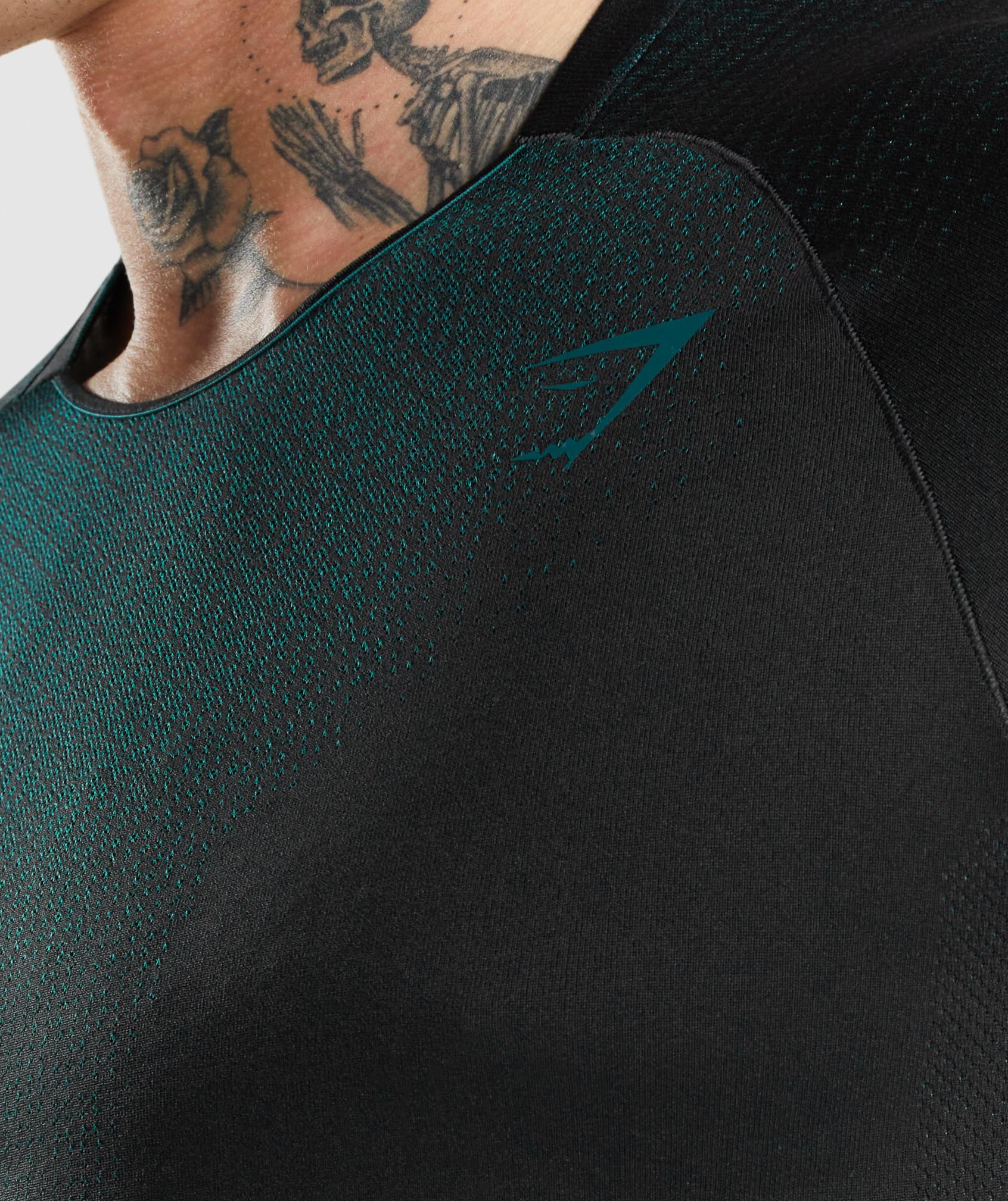 Gymshark Vital Ombre Seamless T-Shirt - Teal Marl/Black, Gymshark