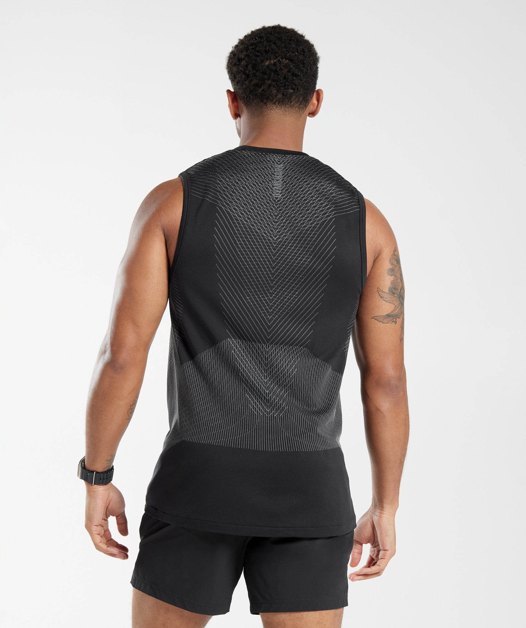 Apex Seamless Tank in Black/Silhouette Grey - view 2