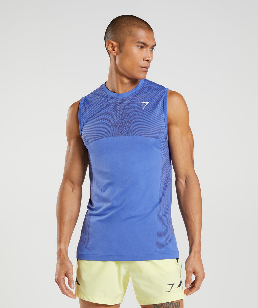 Gymshark Apex Seamless Tank - Court Blue/Onyx Grey | Gymshark