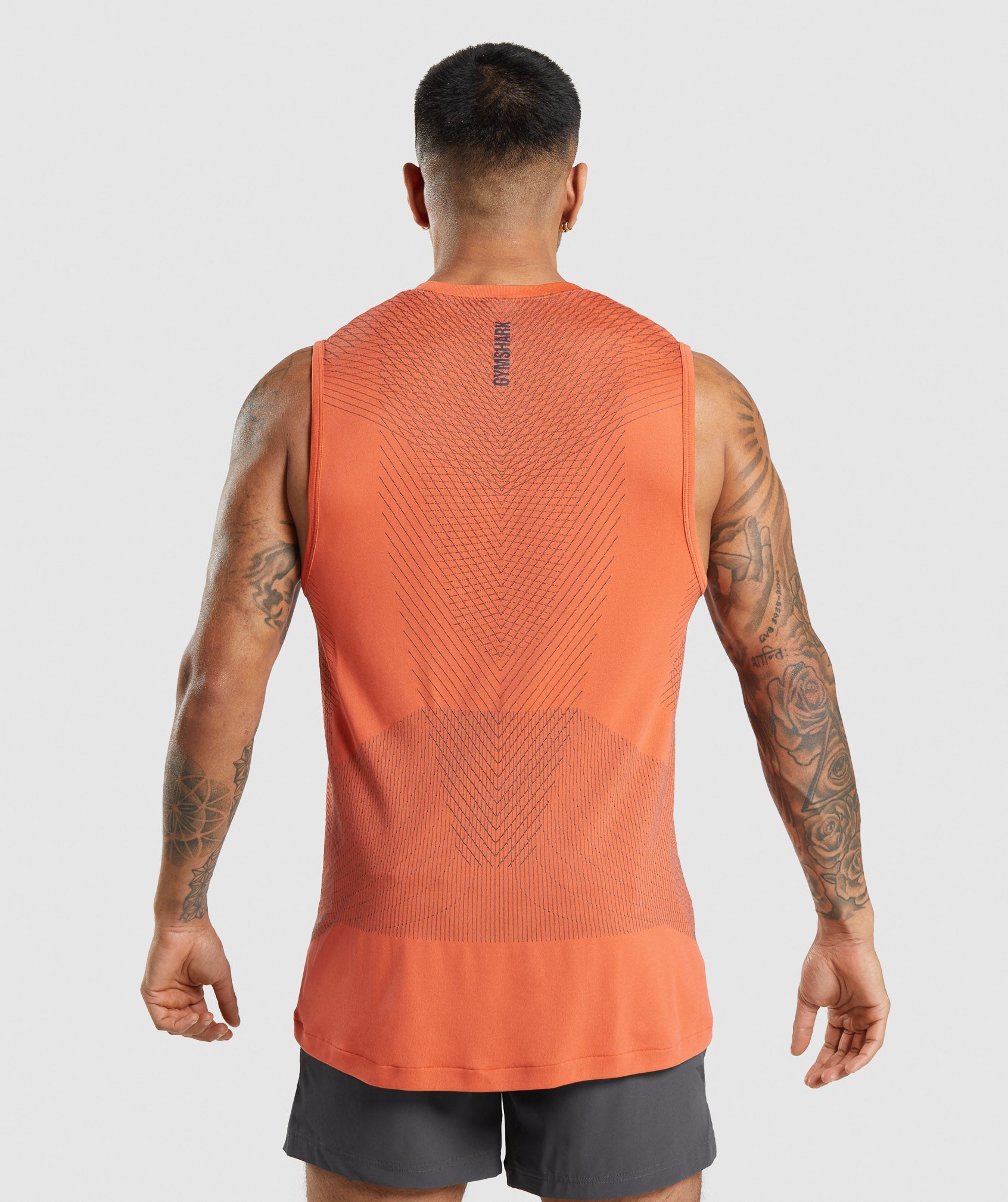 Apex Seamless Tank in Papaya Orange/Onyx Grey - view 2