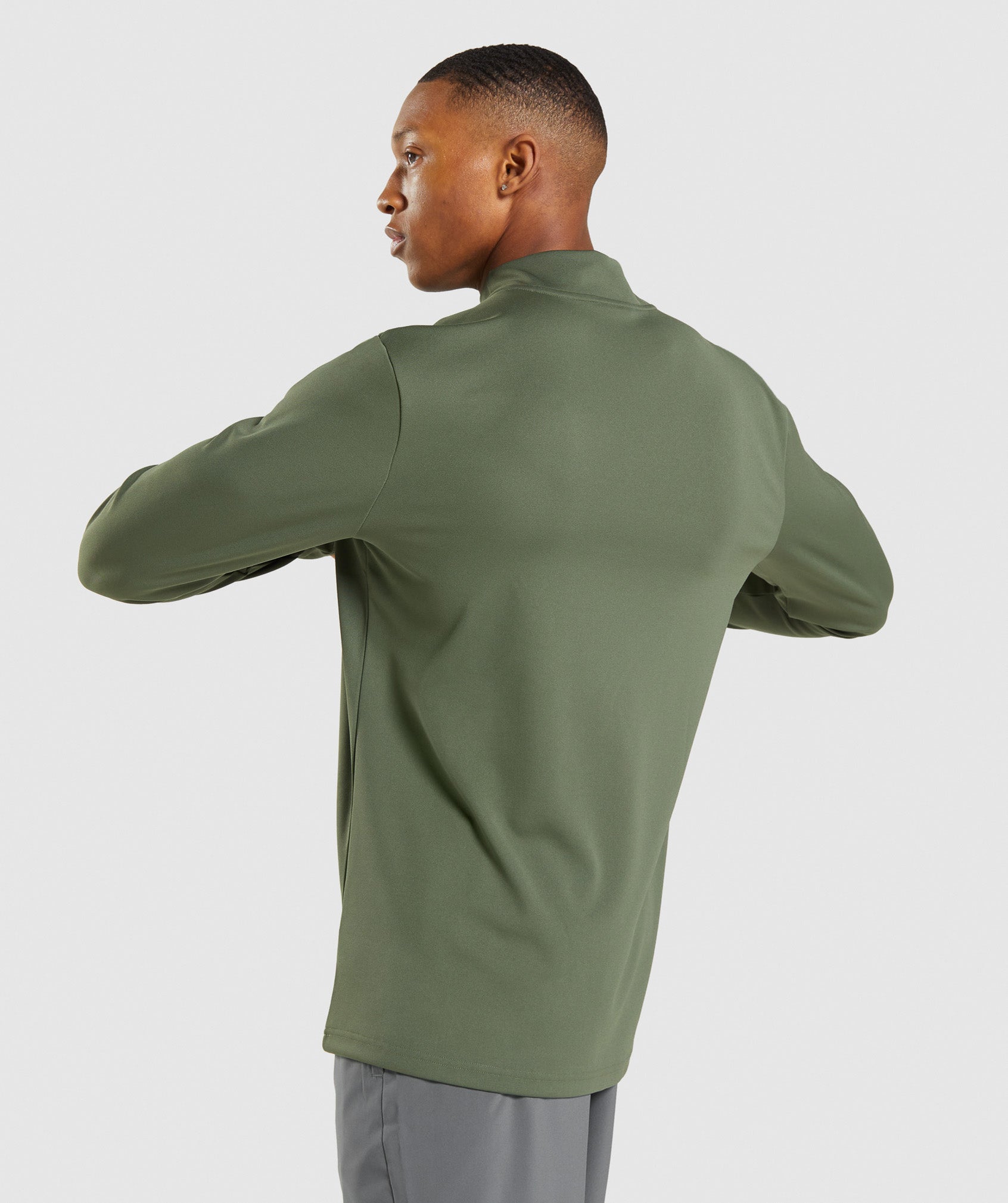 Gymshark Thermal Fleece 1/4 Zip Pullover - Winter Olive/Light Sage Green