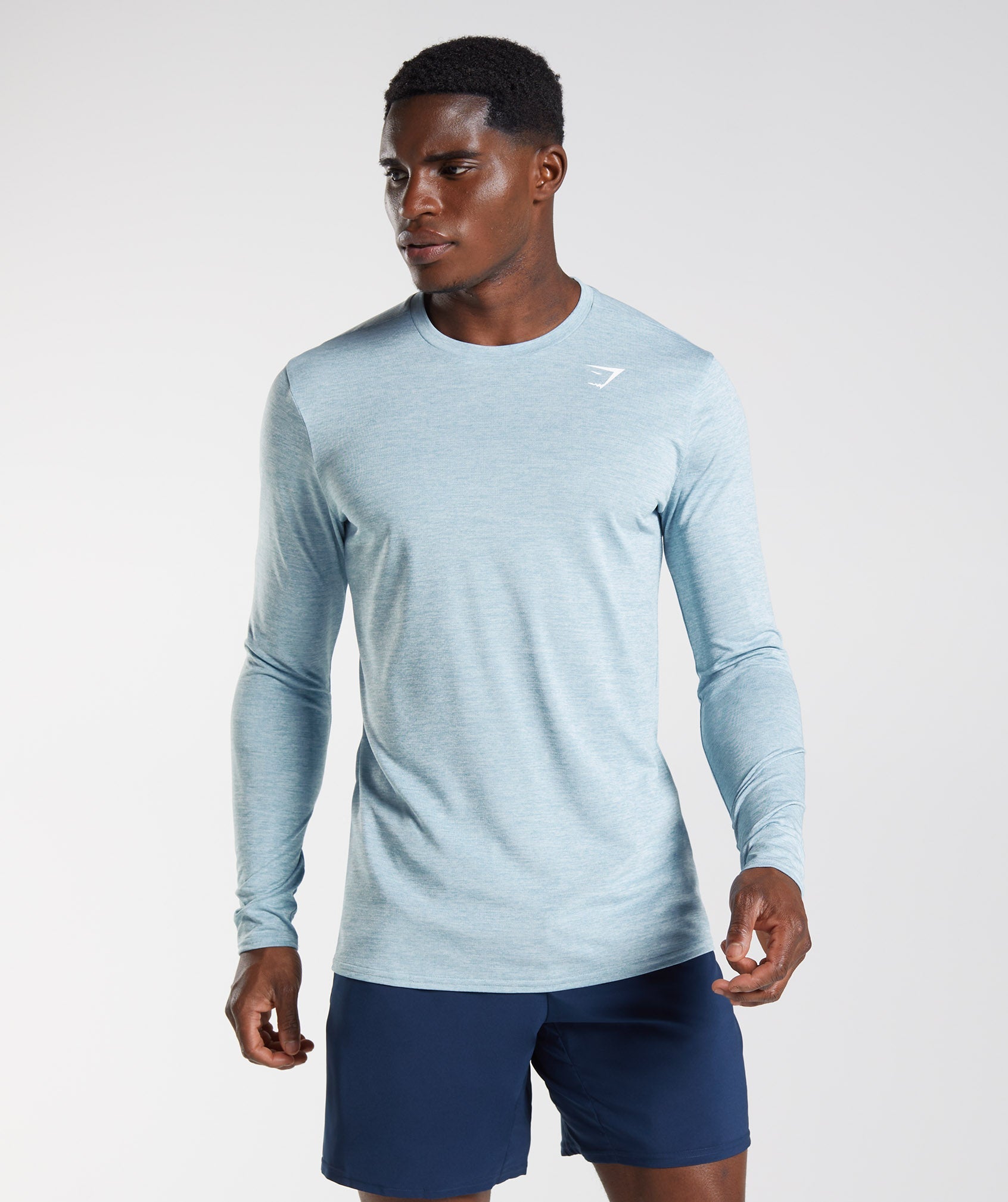 Arrival Marl Long Sleeve T-Shirt in Iceberg Blue/Icy Blue Marl - view 1