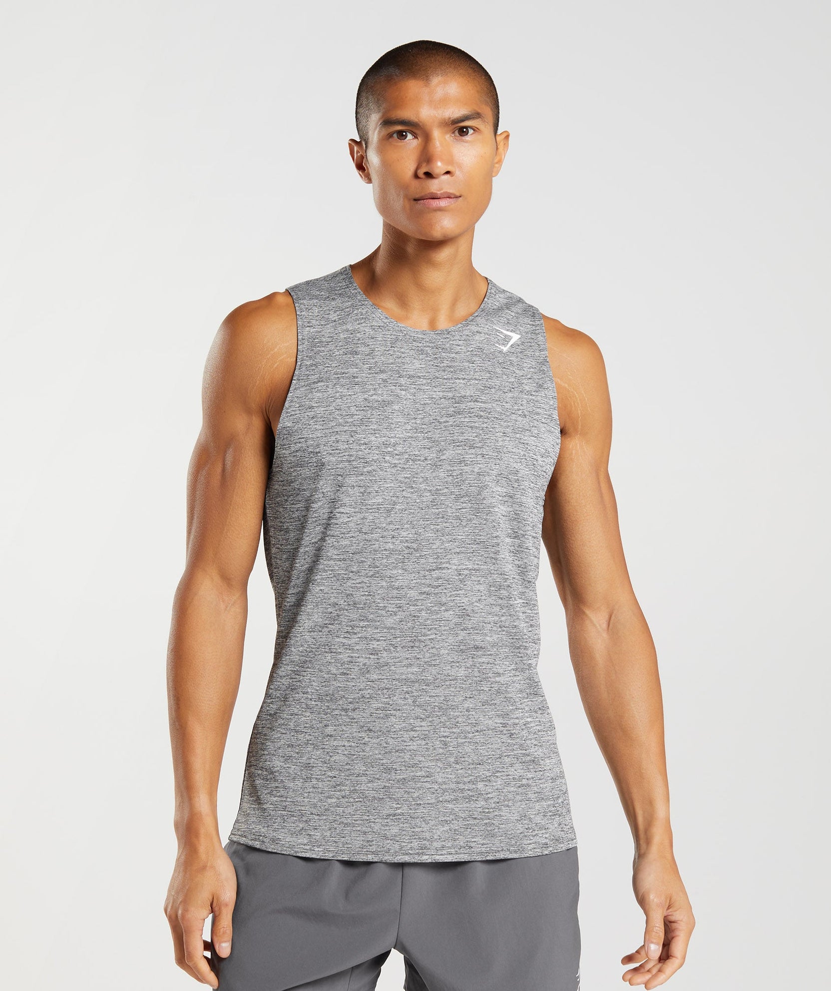 Gymshark Arrival Slim Marl Tank - Black/Silhouette Grey Marl | Gymshark