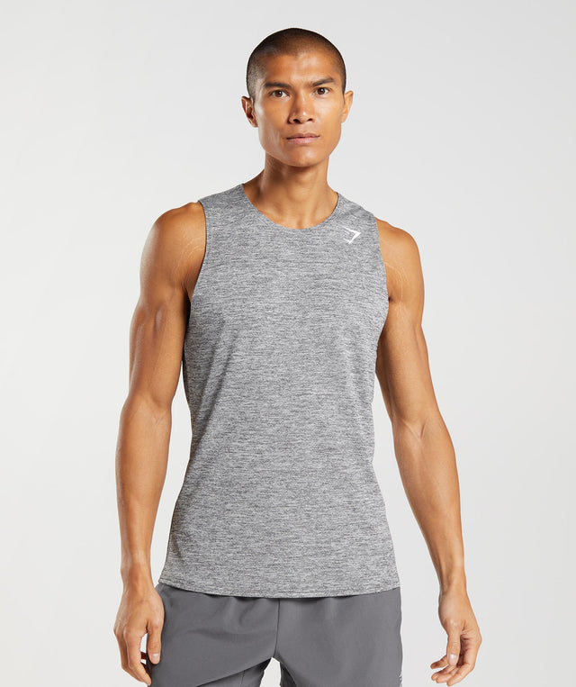 Gymshark Arrival Slim Marl Tank - Black/Silhouette Grey Marl | Gymshark