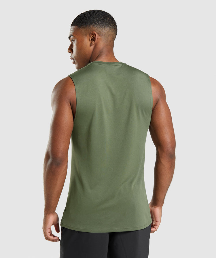 Gymshark Arrival Sleeveless T-Shirt - Core Olive | Gymshark