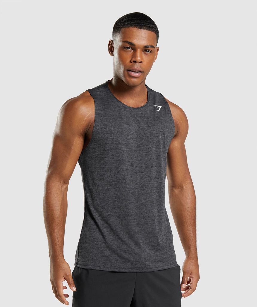 Gymshark Arrival Slim Marl Tank - Black/Onyx Grey Marl | Gymshark