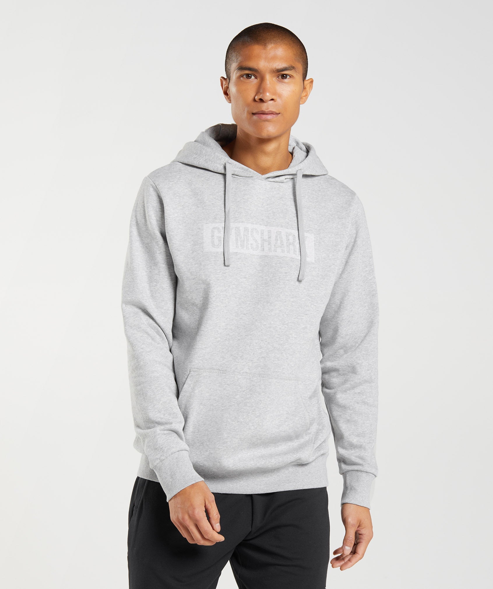 Block Hoodie in Light Grey Marl - view 1