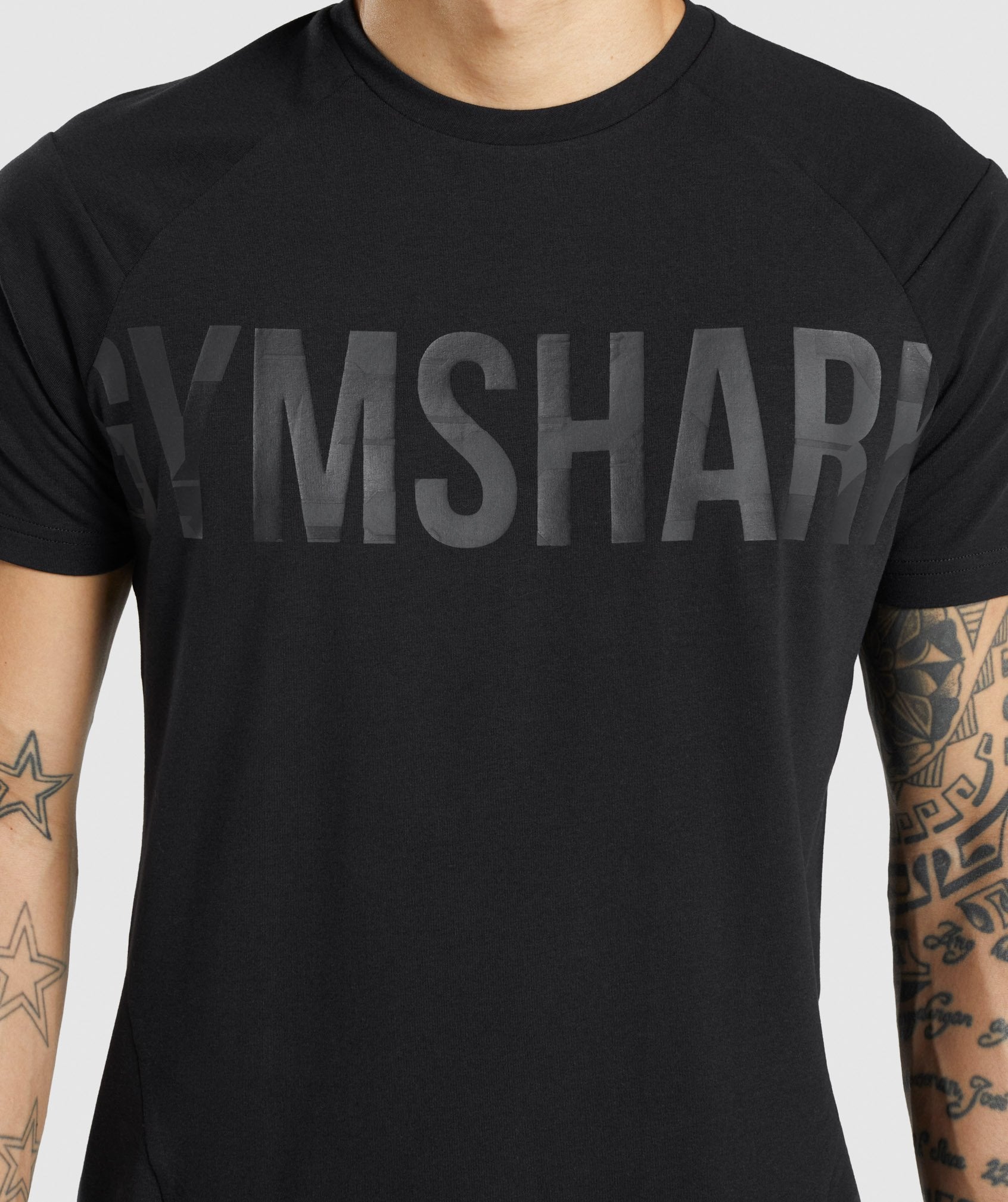 Gymshark Athletics Basic Blackout Spellout Logo Graphic Tee Shirt