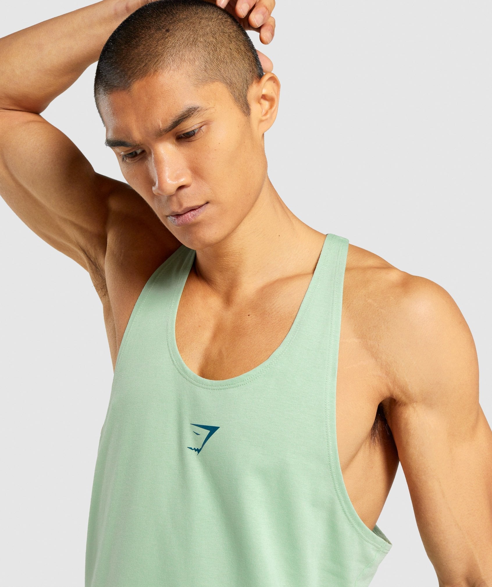 Gymshark Cotton Blend Running Training Tank Top (Men's Small) Green