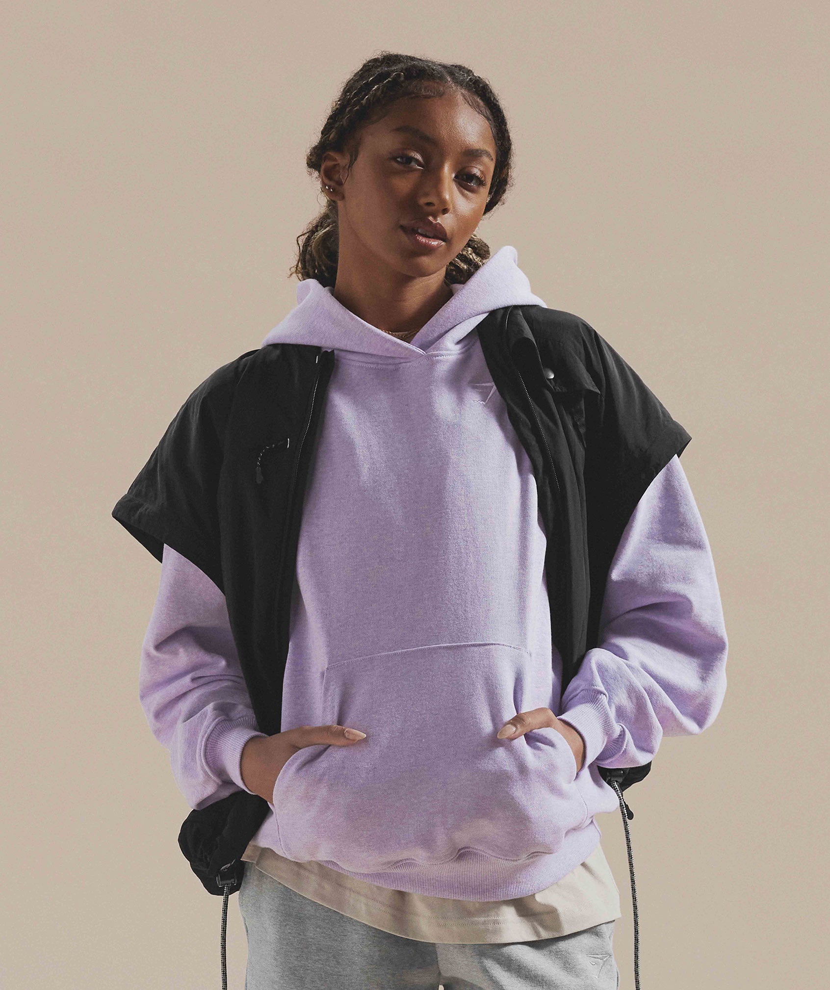 Rest Day Sweats Hoodie in Aura Lilac Marl - view 2