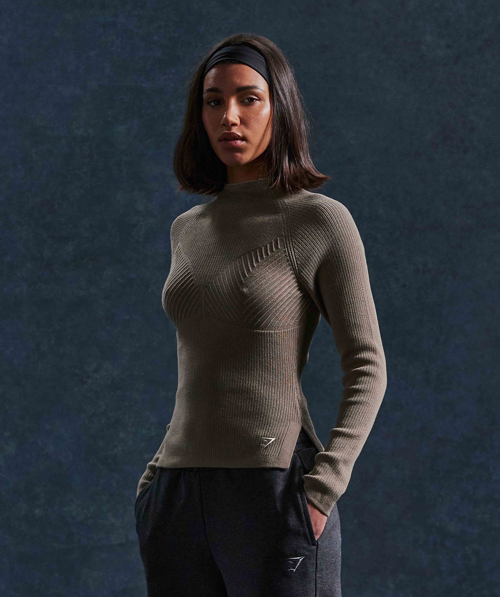 Pause Knitwear Long Sleeve Top in Cement Brown/Pebble Grey - view 1