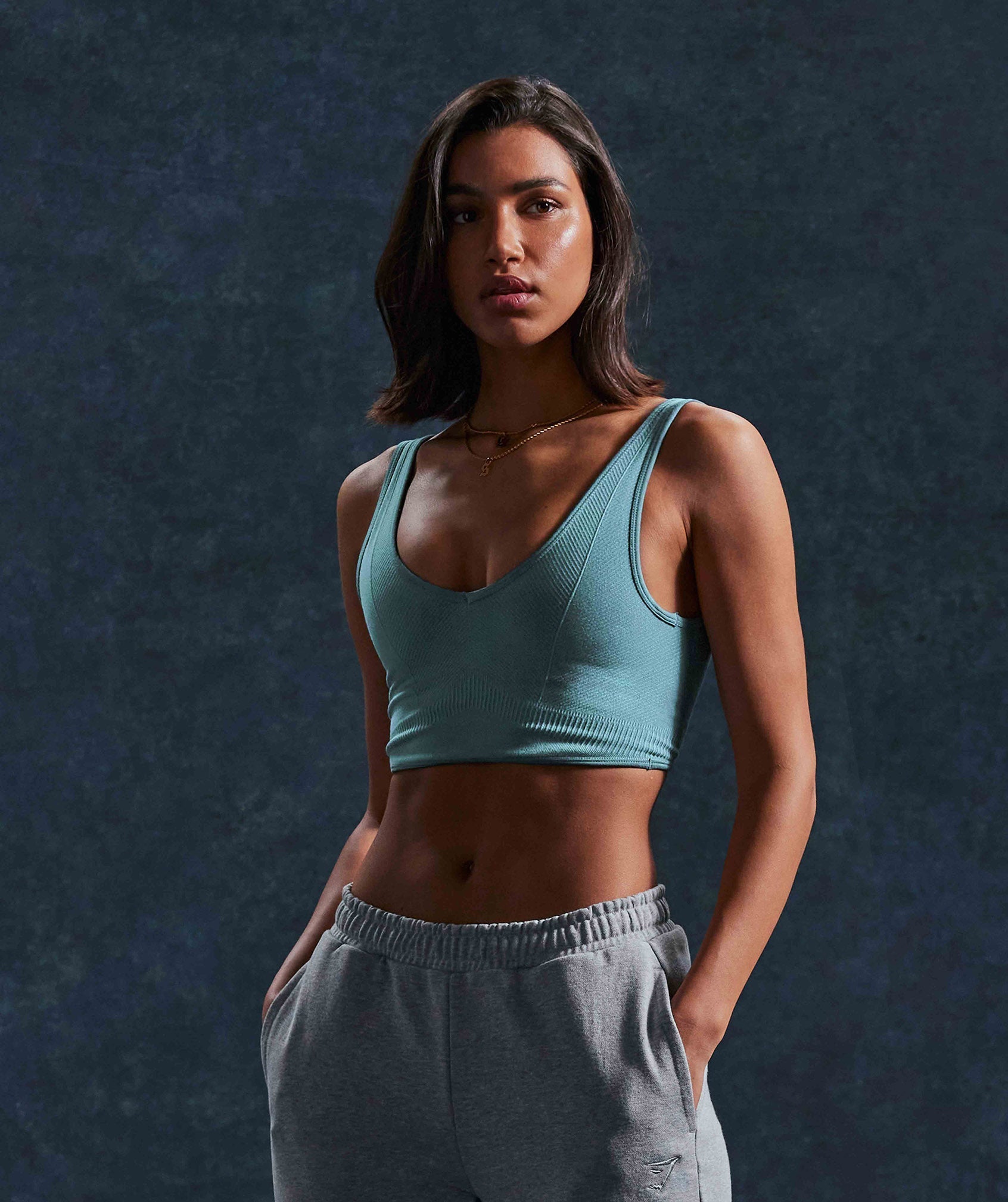 Rest Day Seamless Bralette in Charred Blue - view 1