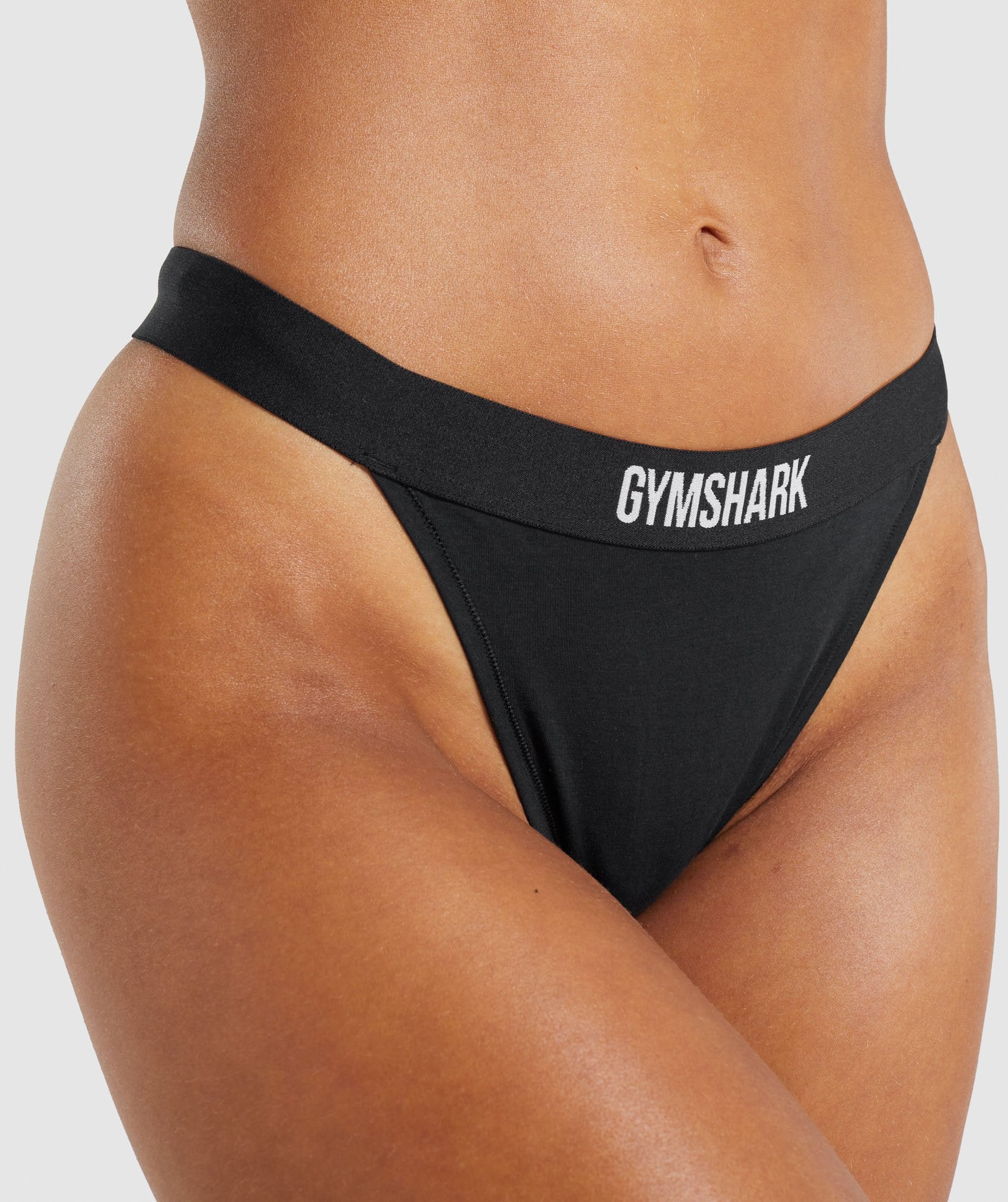 Gymshark Cotton Graphic Thong - Black
