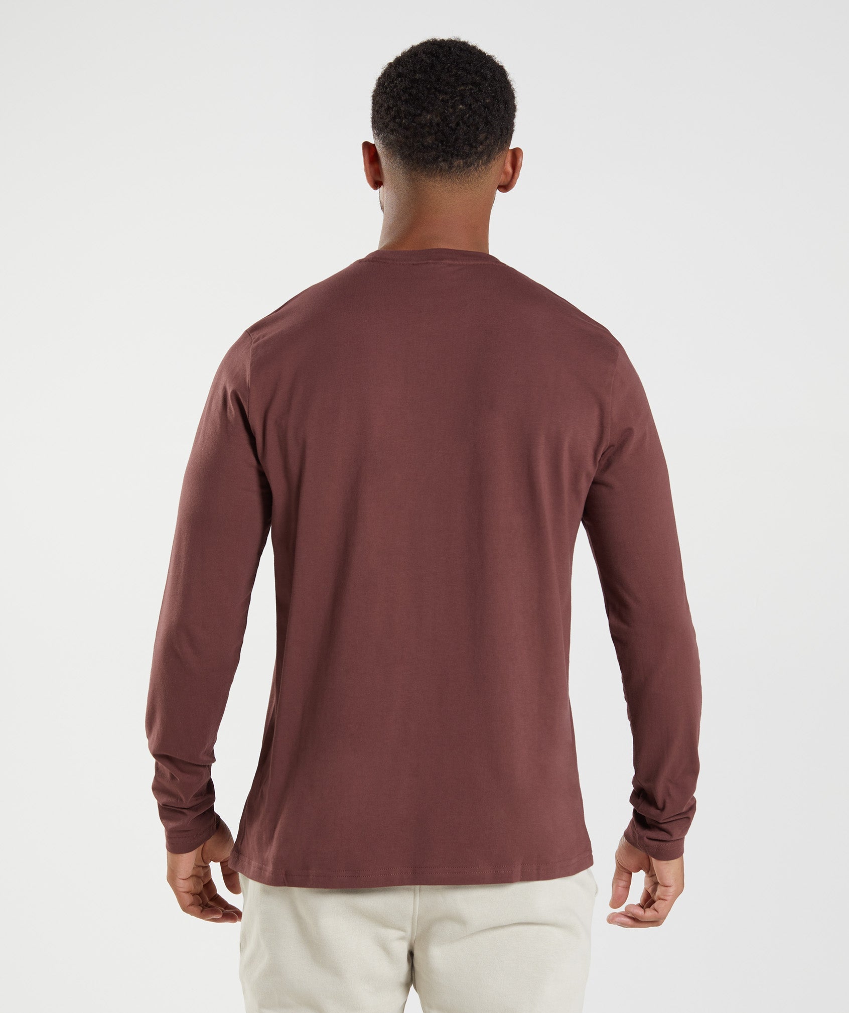 Gymshark Crest Long Sleeve T-Shirt - Cherry Brown