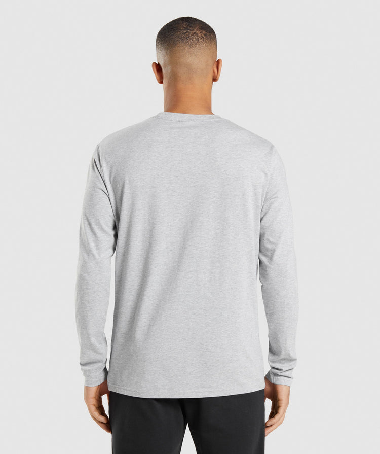 Gymshark Crest Long Sleeve T-Shirt - Light Grey Core Marl | Gymshark