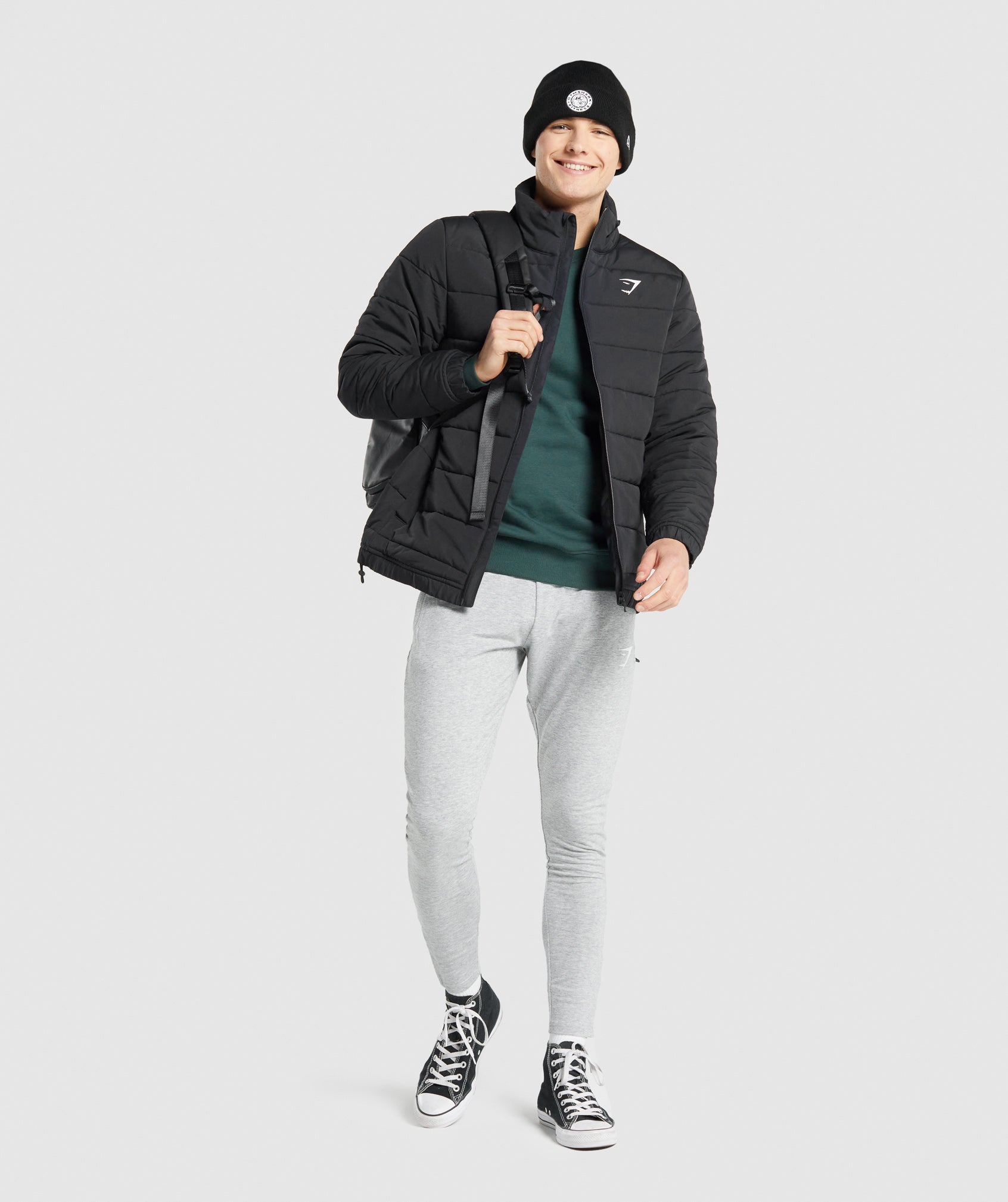 Crest Puffer Jacket in Black - view 5