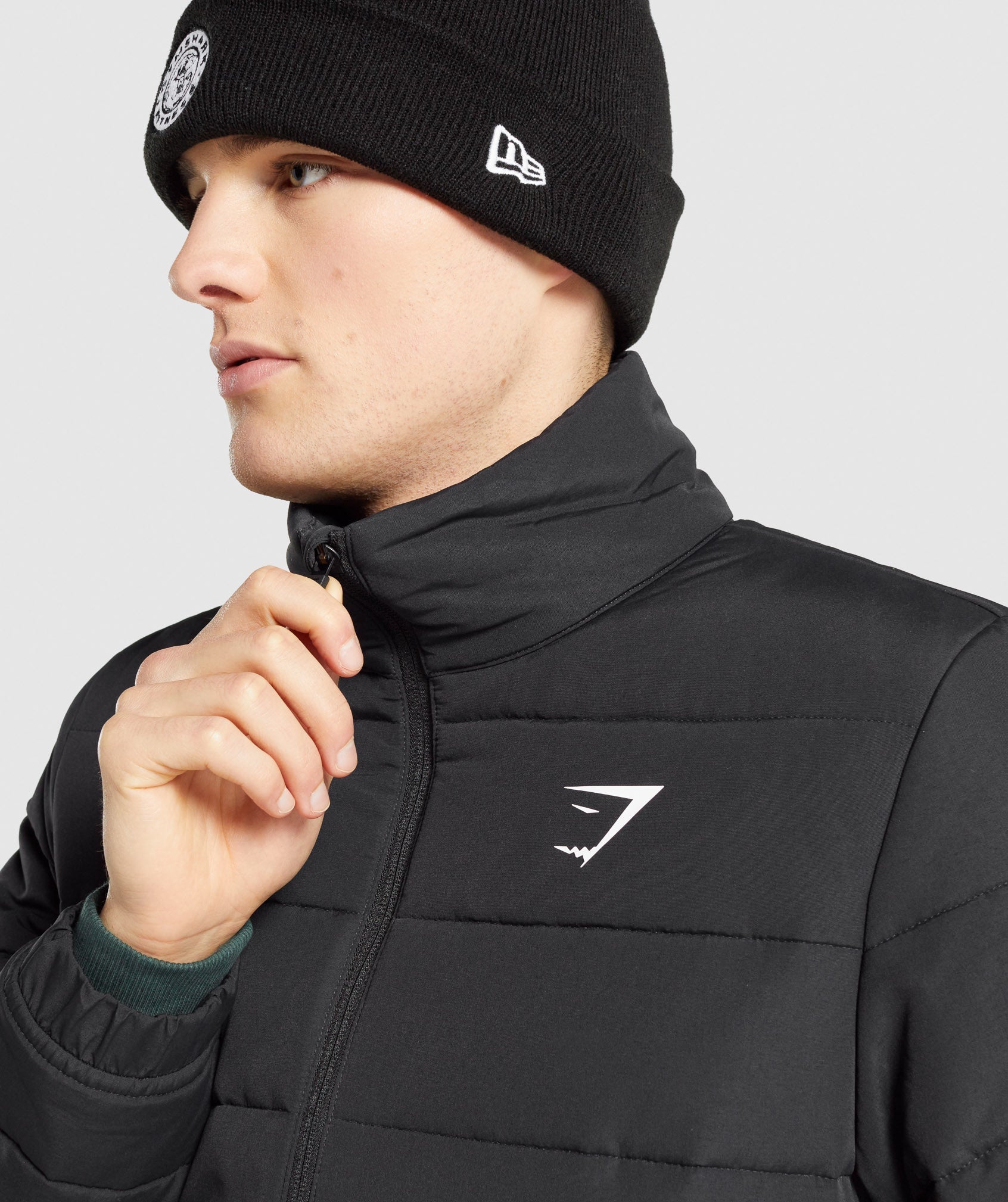 Gymshark Essential Black Puffer Mens Polyester Jacket GLJK4763 BK