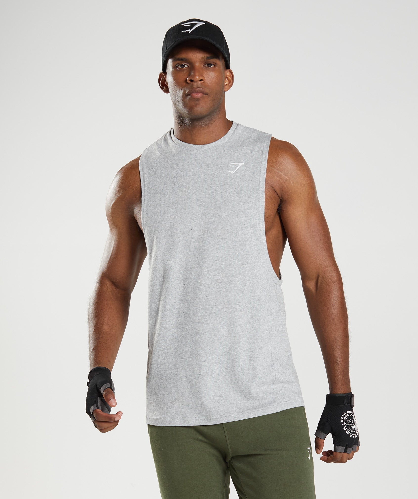 React Drop Arm Tank en Light Grey Core Marl