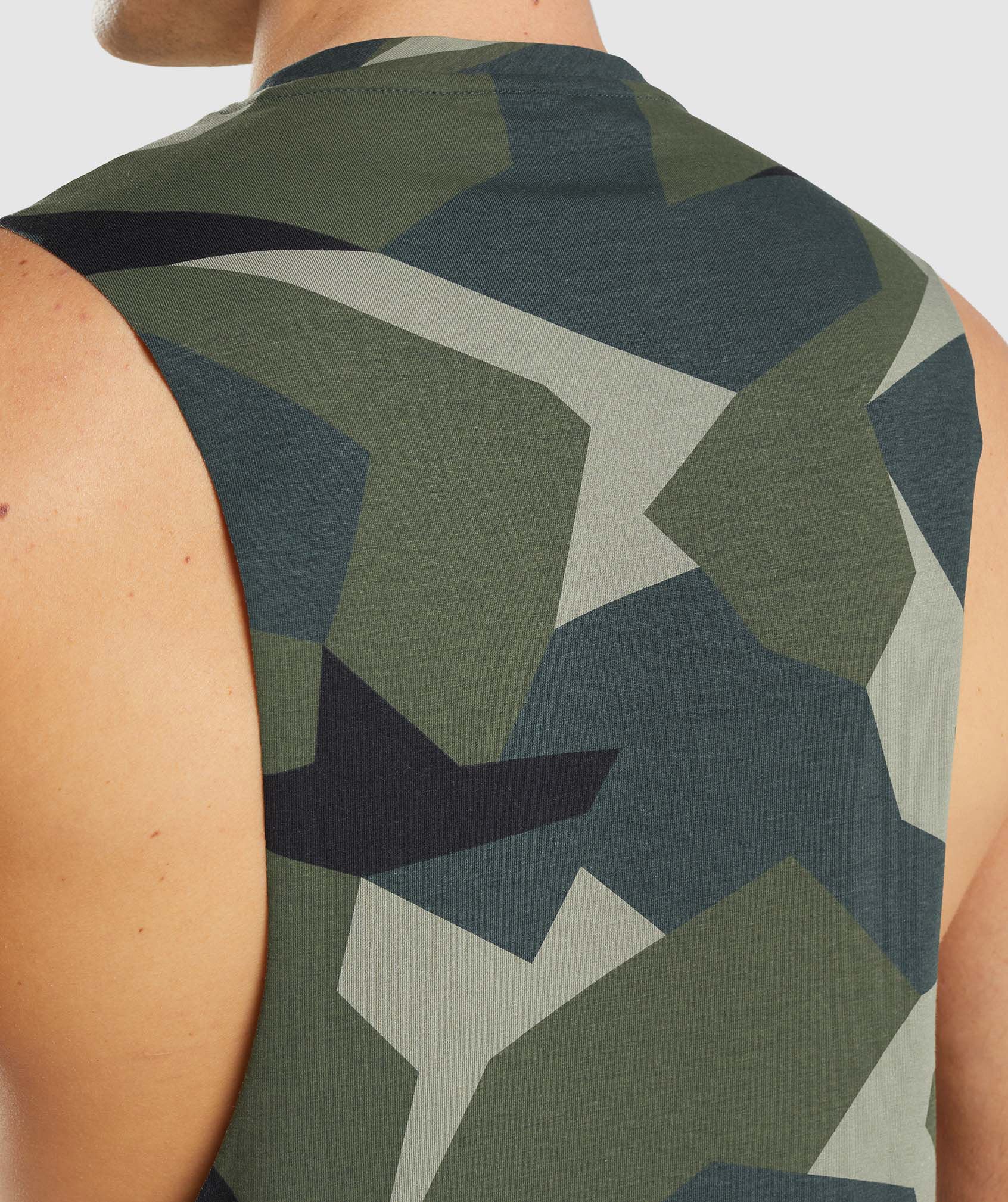 Gymshark Critical Drop Arm Tank - Green Print