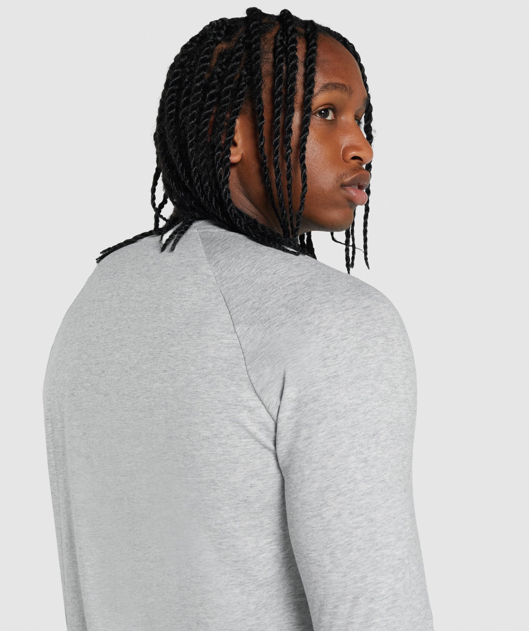 Gymshark Crest Long Sleeve T-Shirt - Light Grey Marl