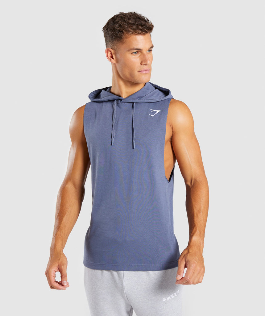 Gymshark Drop Arm Sleeveless Hoodie - Aegean Blue 1