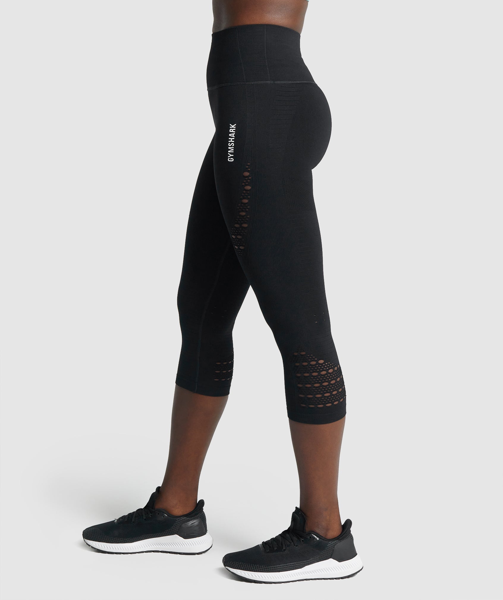 Gymshark Women’s Energy+ Seamless Leggings, Black, Cutout Size XS 