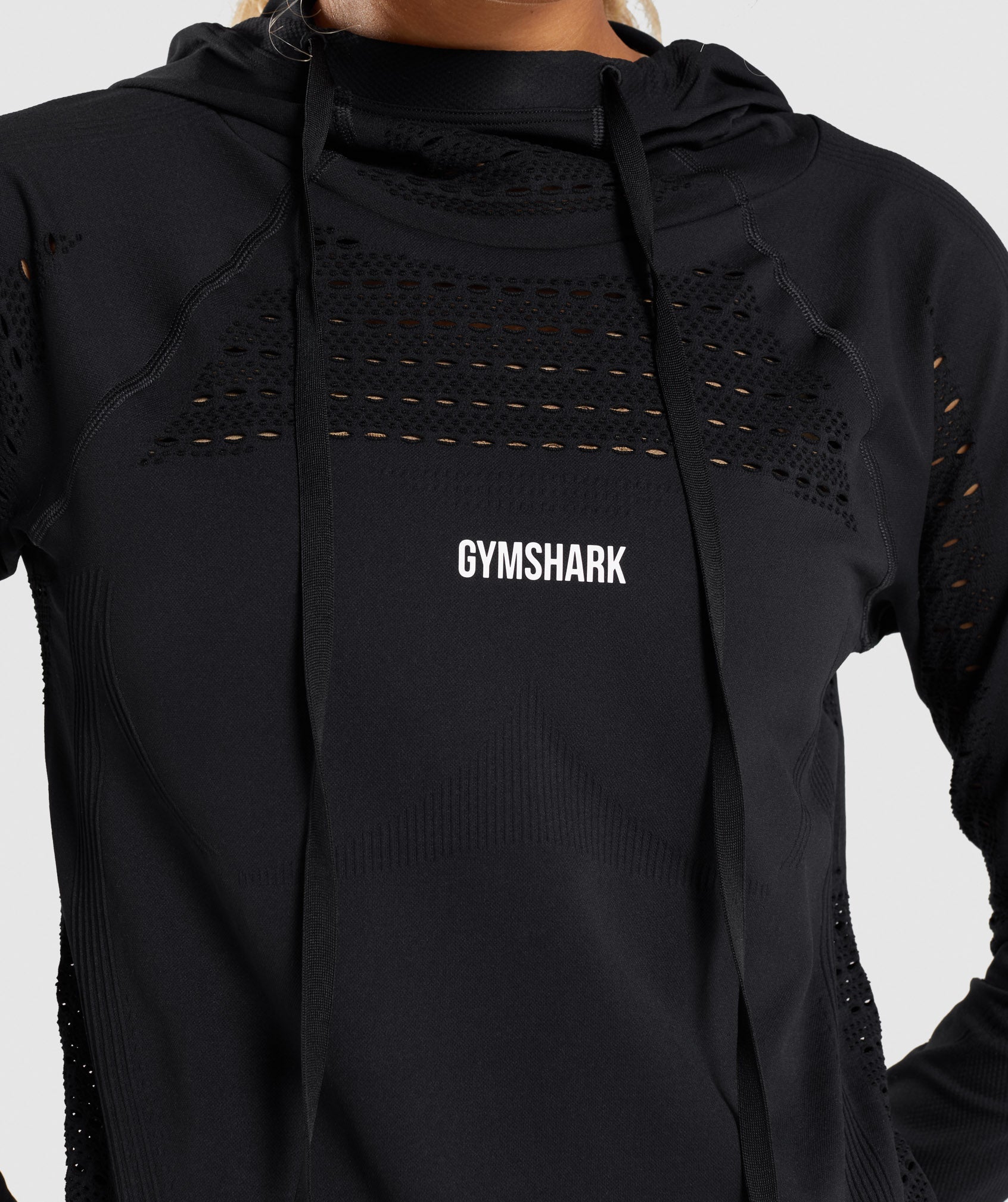 Gymshark Hoodie Seamless Energy Pullover Cowl Neck Long Sleeve Women XS  Black-EC