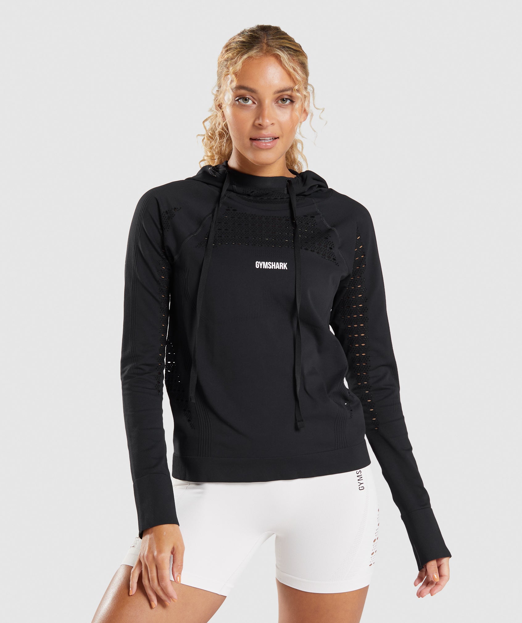 Energy Seamless Hoodie in Black - view 1