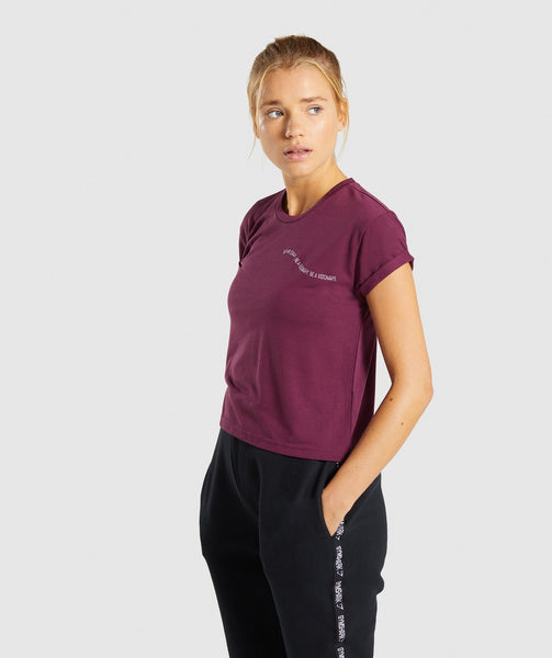 Gymshark Essential Be A Visionary Tee - Dark Ruby/White | Gymshark