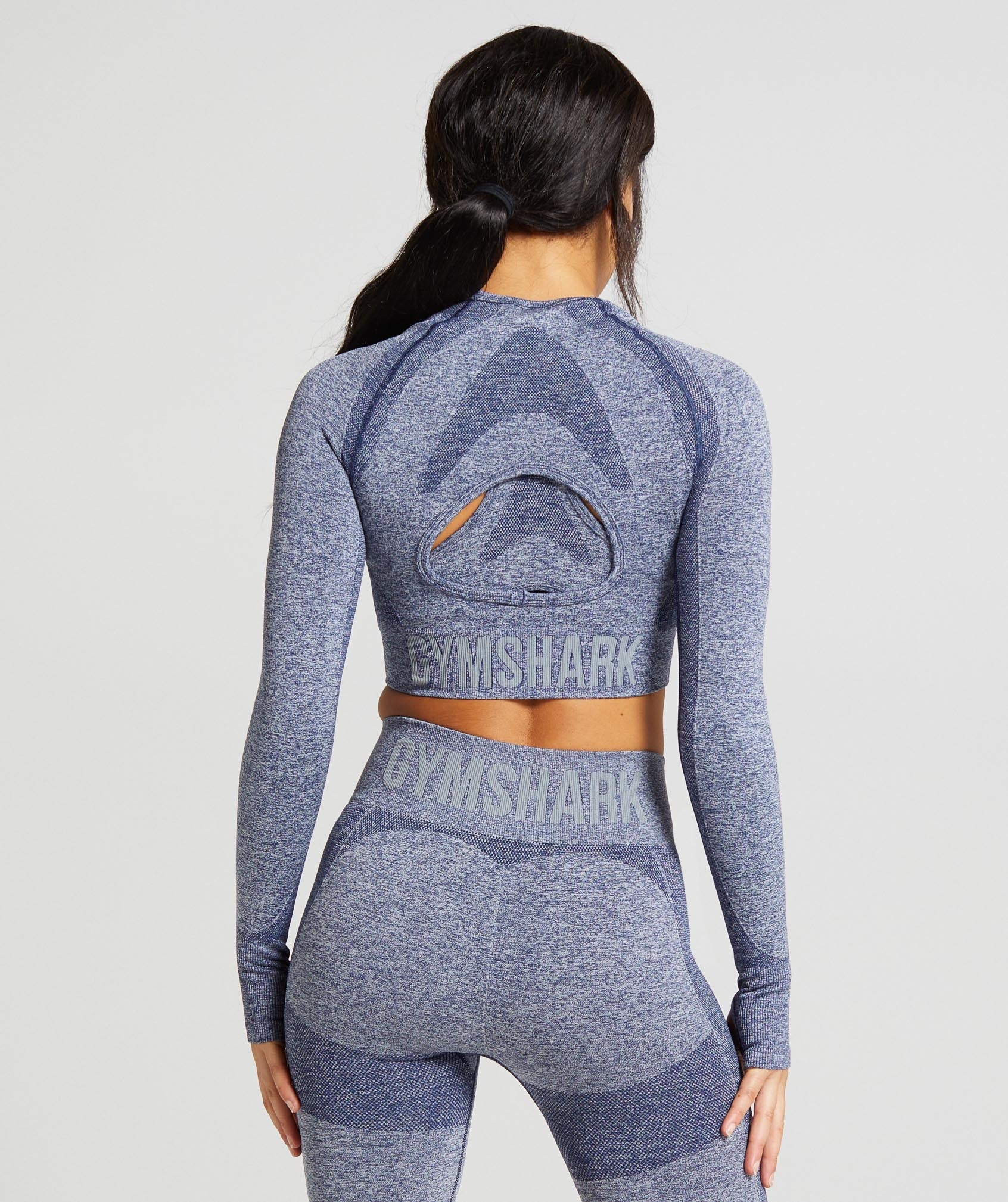 Gymshark Legacy Fitness Gray Cropped Sweater Long Sleeve Stripe