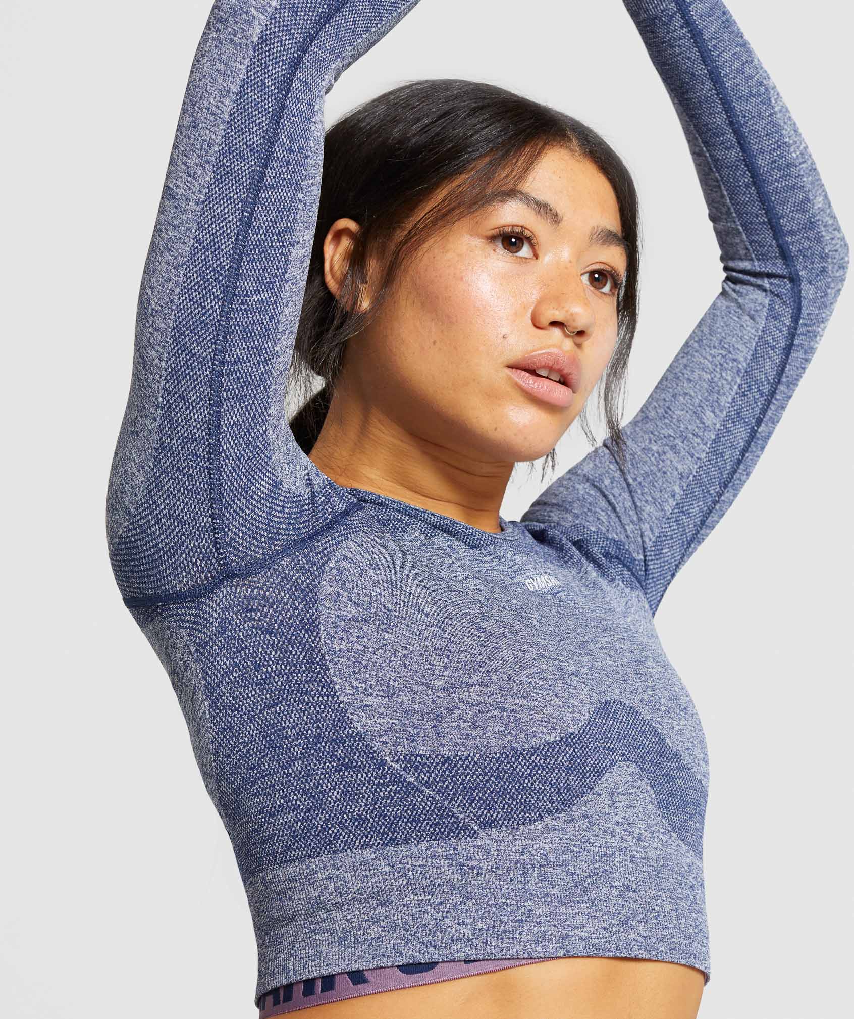 Gymshark Flex Long Sleeve Crop - Navy/Denim Blue