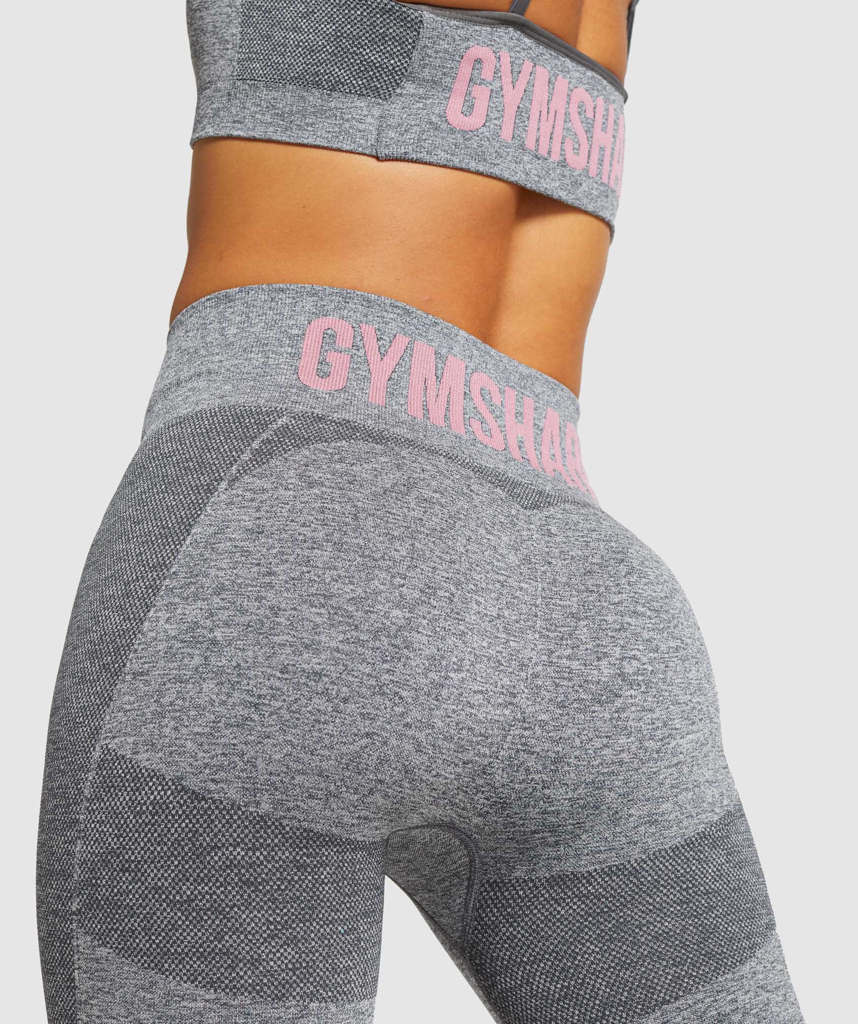 Gymshark Flex Leggings Womens Size XS Heathered Charcoal Gray Pink