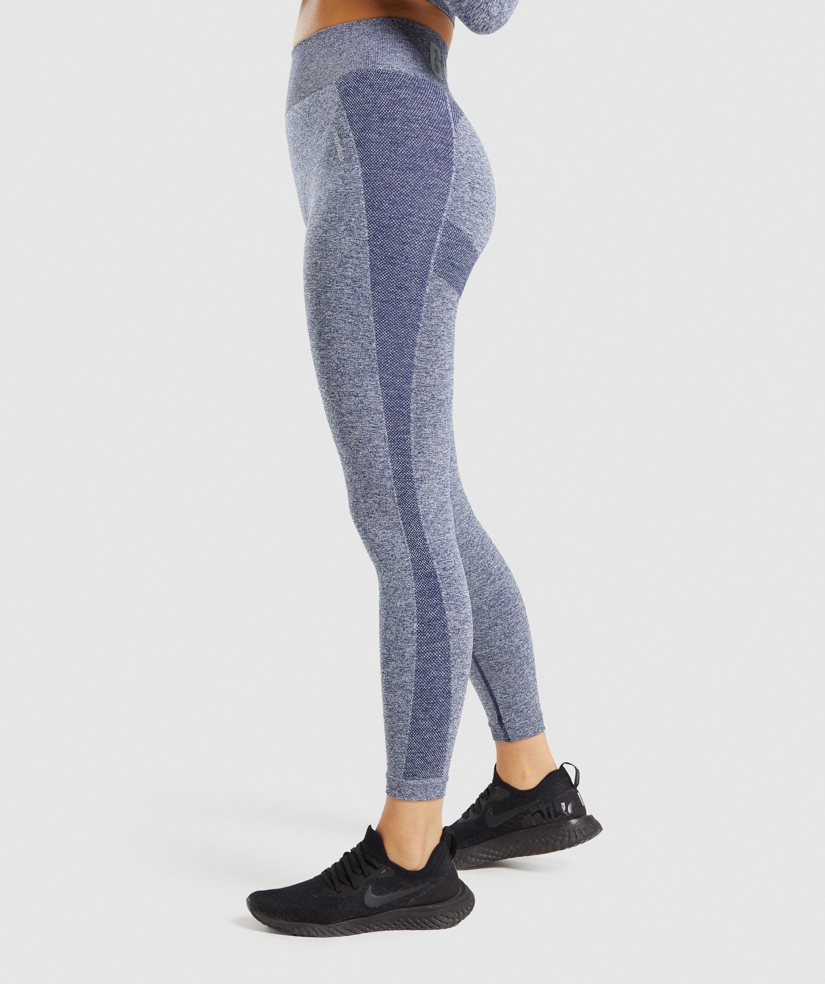GymShark Flex High-Waisted Leggings Navy Marl/Light Grey Brand New!