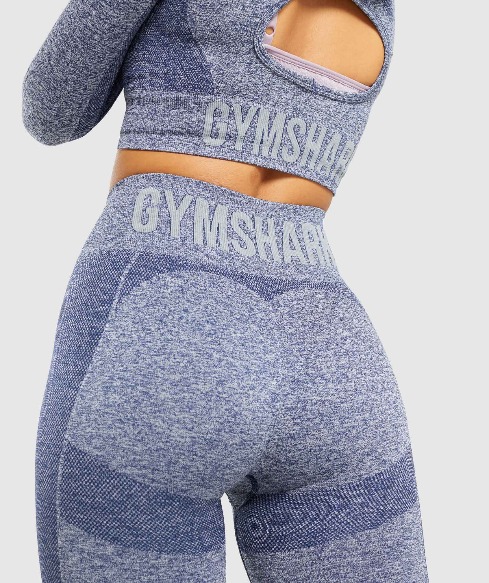 Gymshark Flex Leggings Size L GLLG015 AW19-369 Teal Heathered Gray Nylon  Stretch
