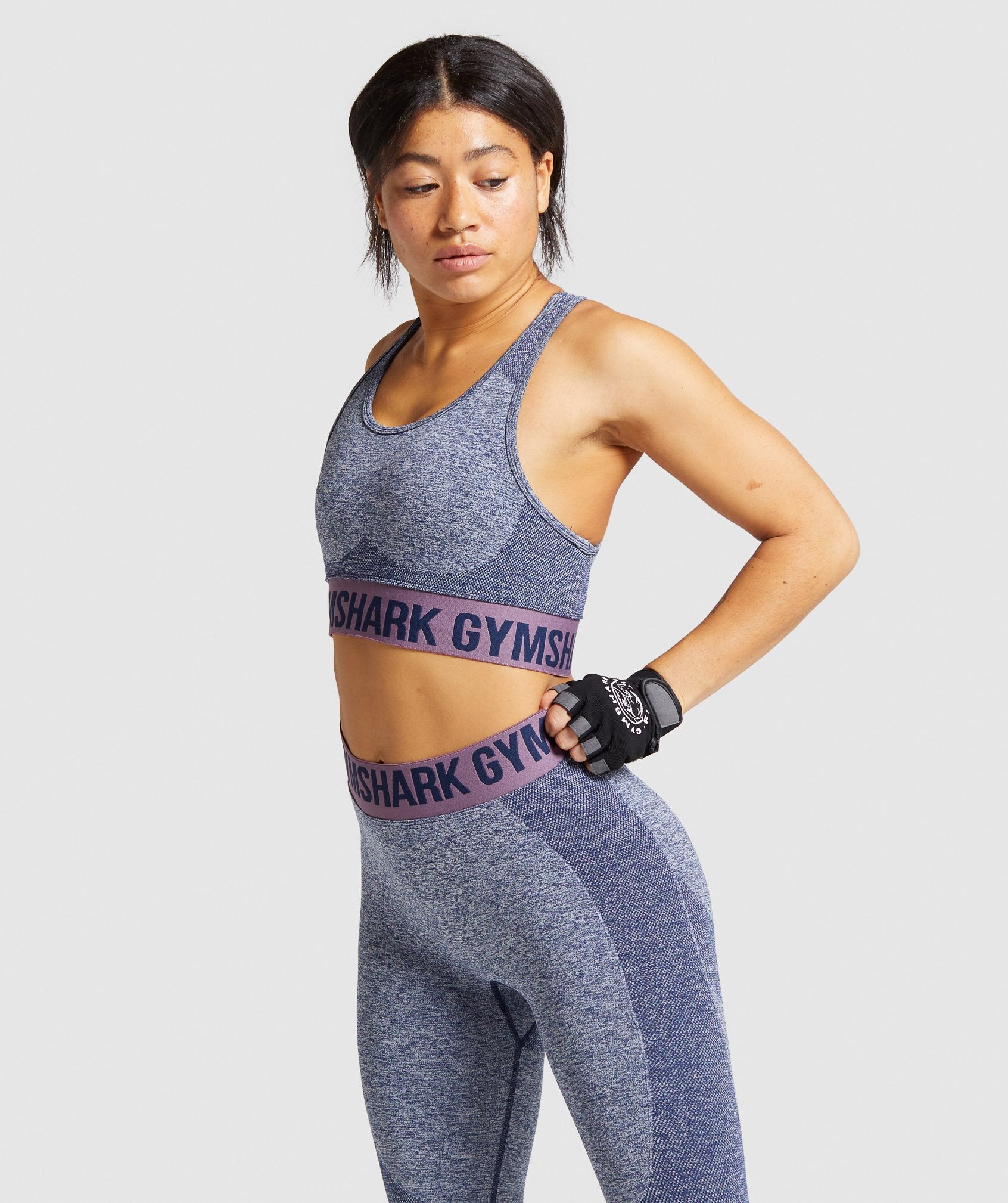 Flex Sports Bra in Navy Marl/Purple - view 1