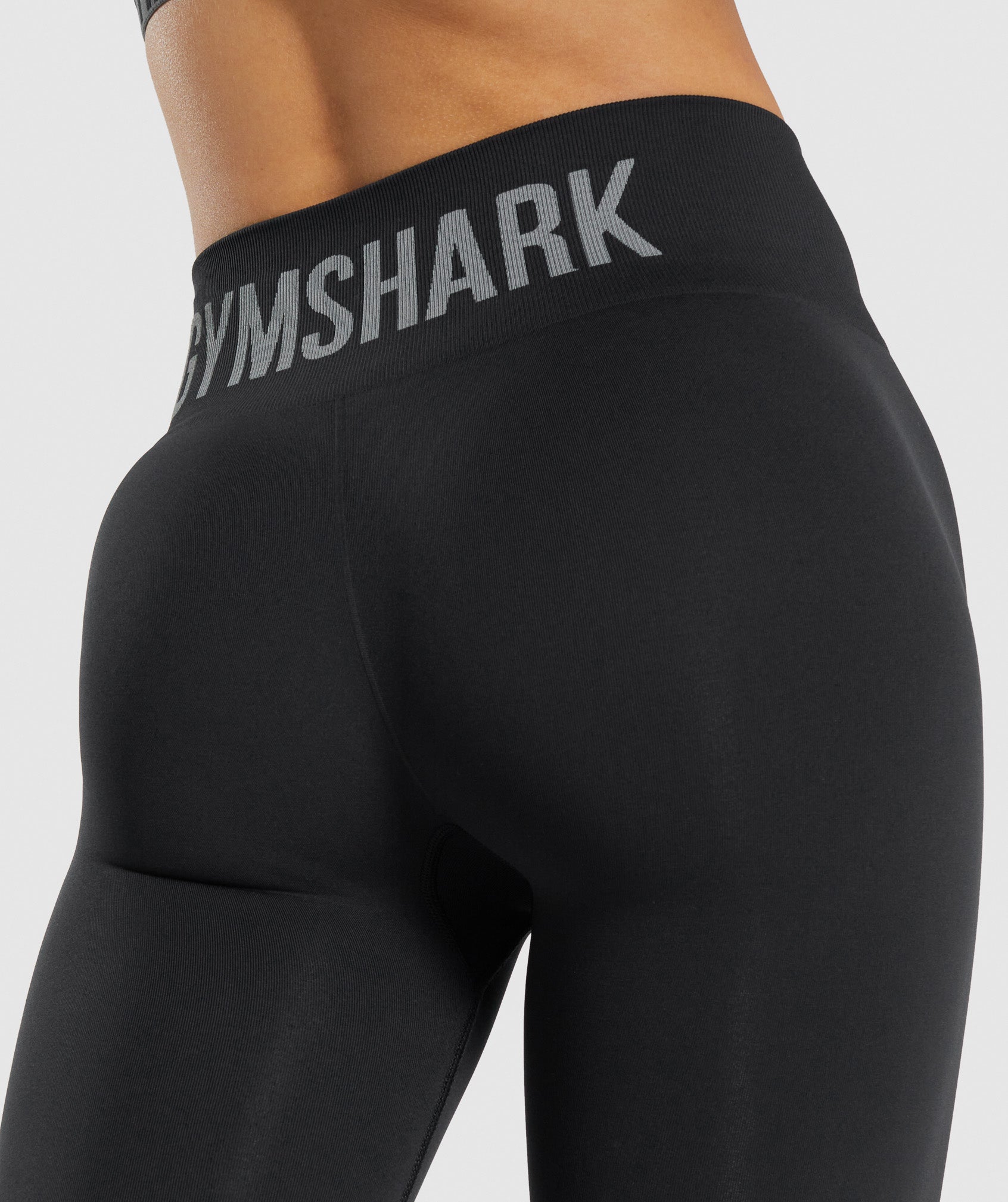 Gymshark Fit Black Seamless Low Rise Leggings Logo Waistband Size Small