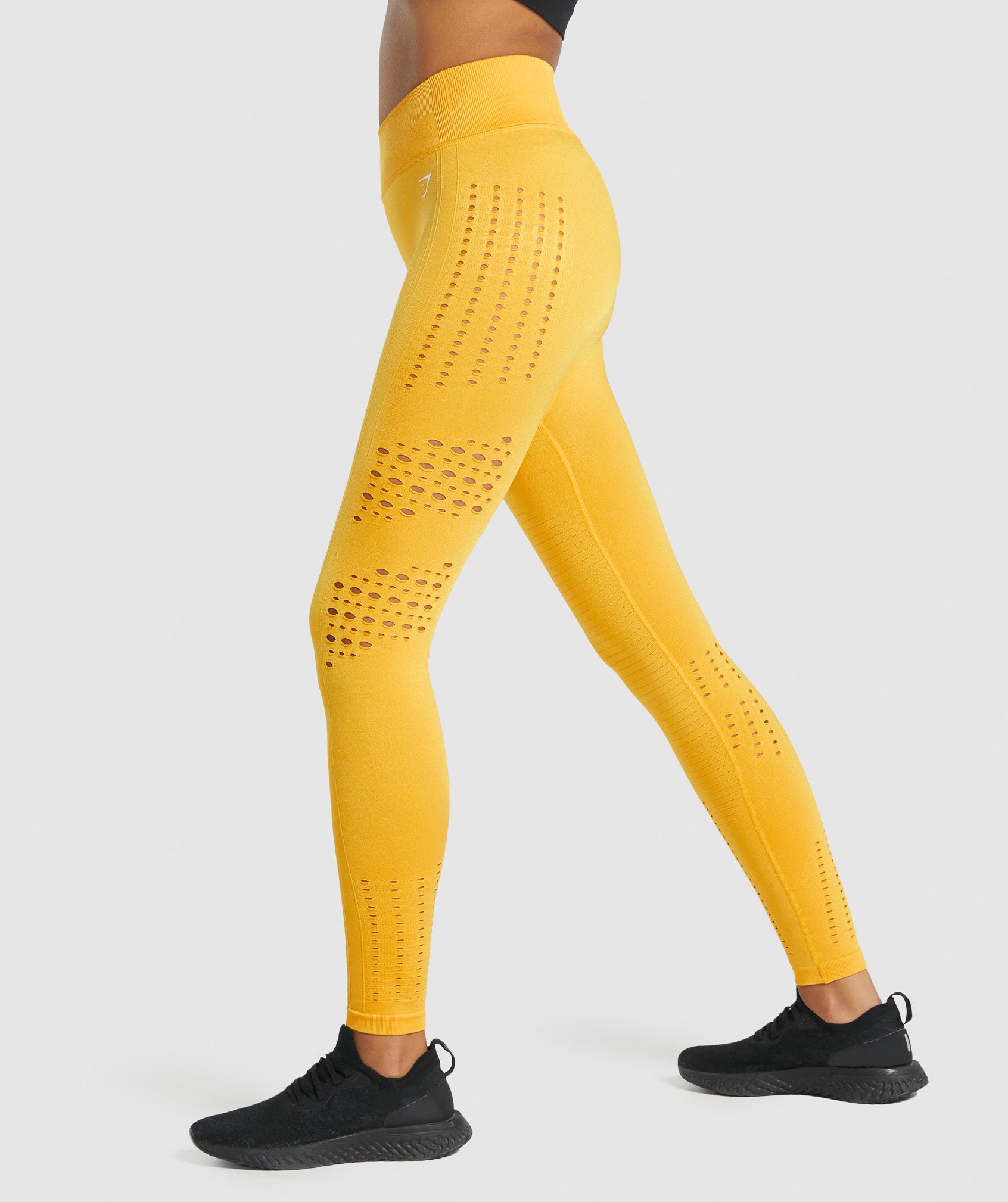 Gymshark Flawless Knit Yellow Glow Seamless Leggings Size M Excellent Con