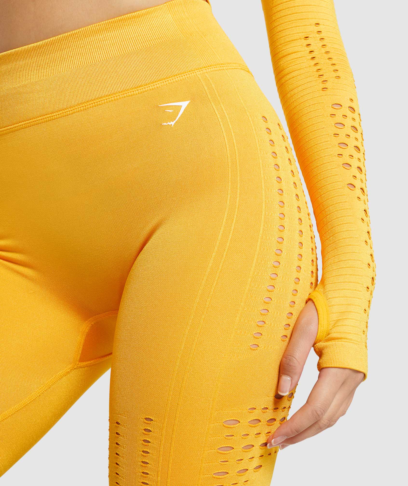Gymshark Flawless Knit Yellow Glow Seamless Leggings Size M Excellent Con