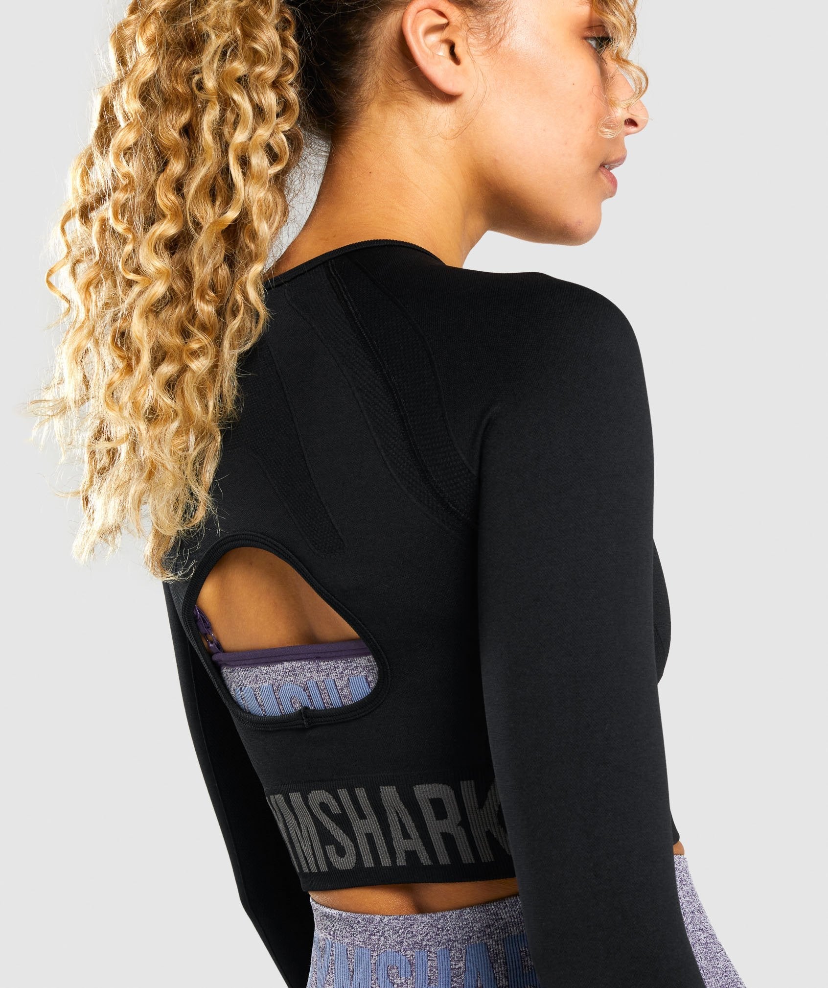 Flex Sports Long Sleeve Crop Top in Black/Charcoal - view 6