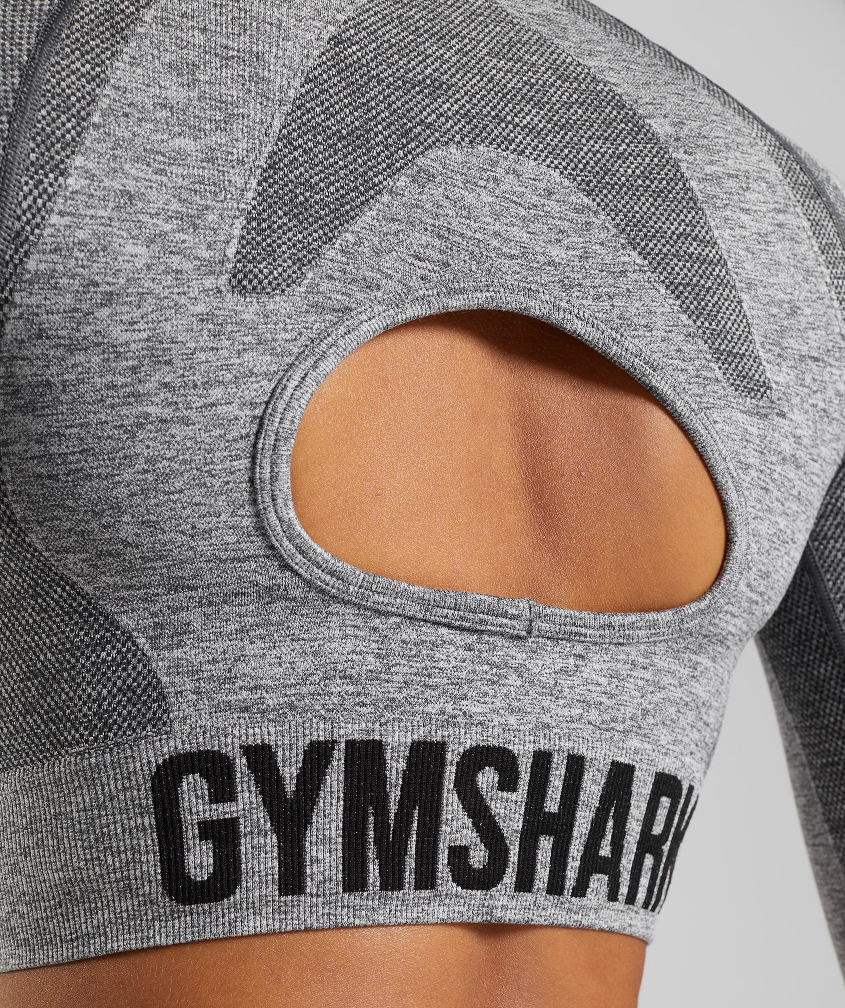 Gymshark Flex Sports Long Sleeve Crop Top - Light Grey Marl