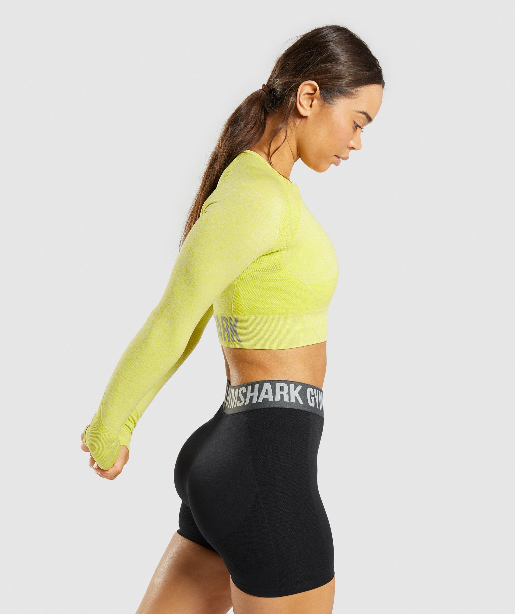 Fractal Long-sleeve Crop Top (Yellow)