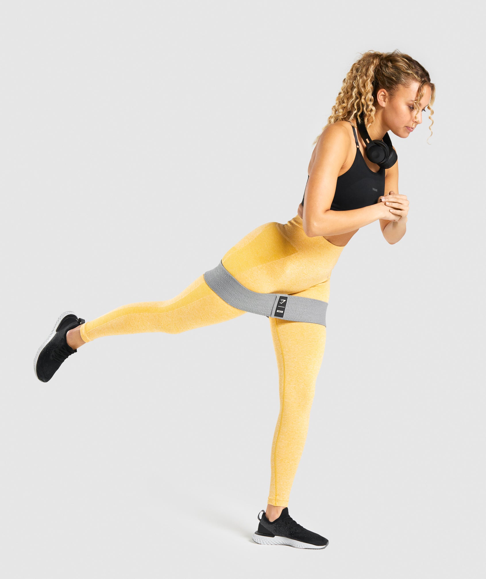 Flex High Waisted Leggings in Yellow Marl - view 5