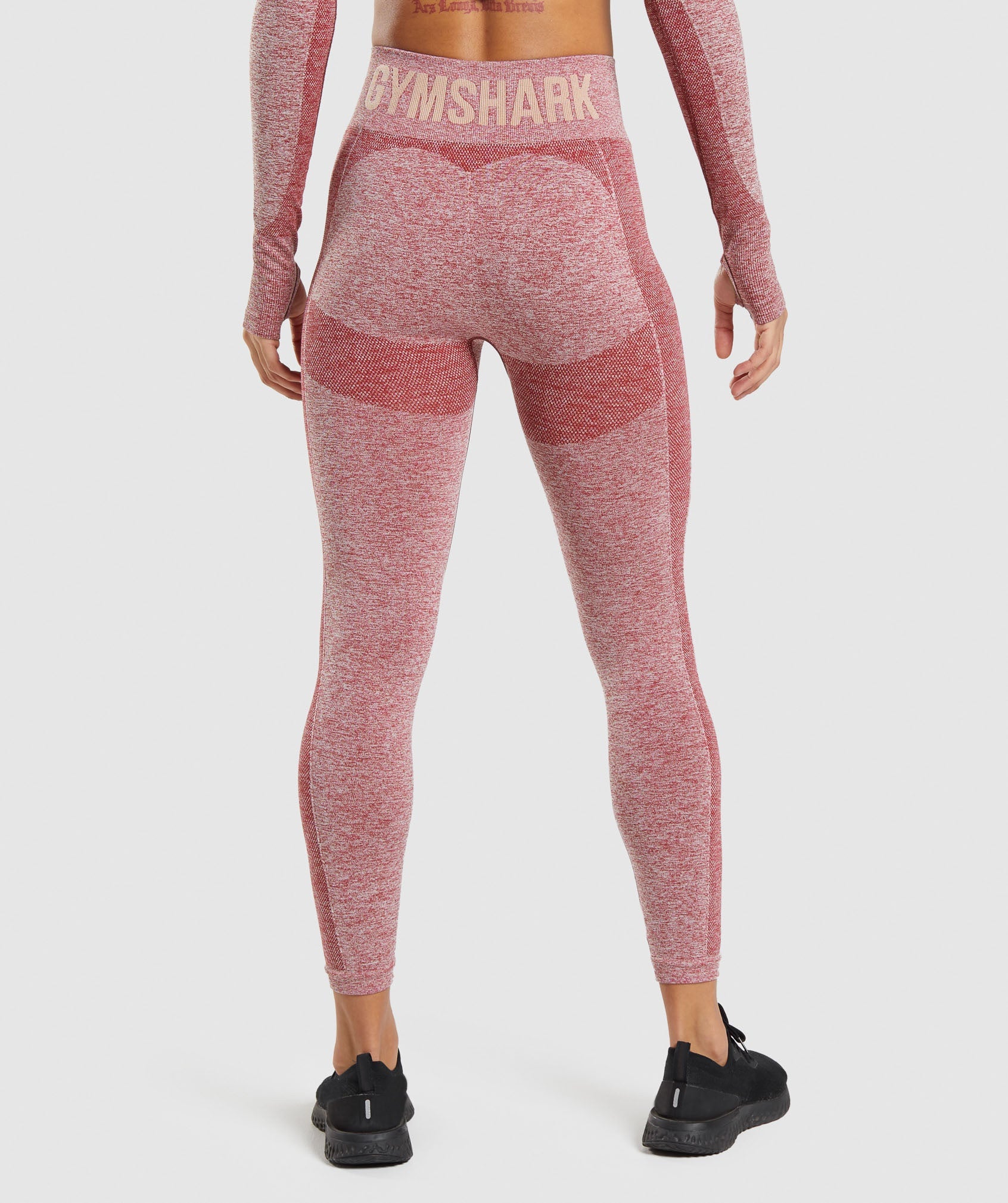 Gymshark flex leggings in beet marl/chalk pink and double up long sleeve in  black