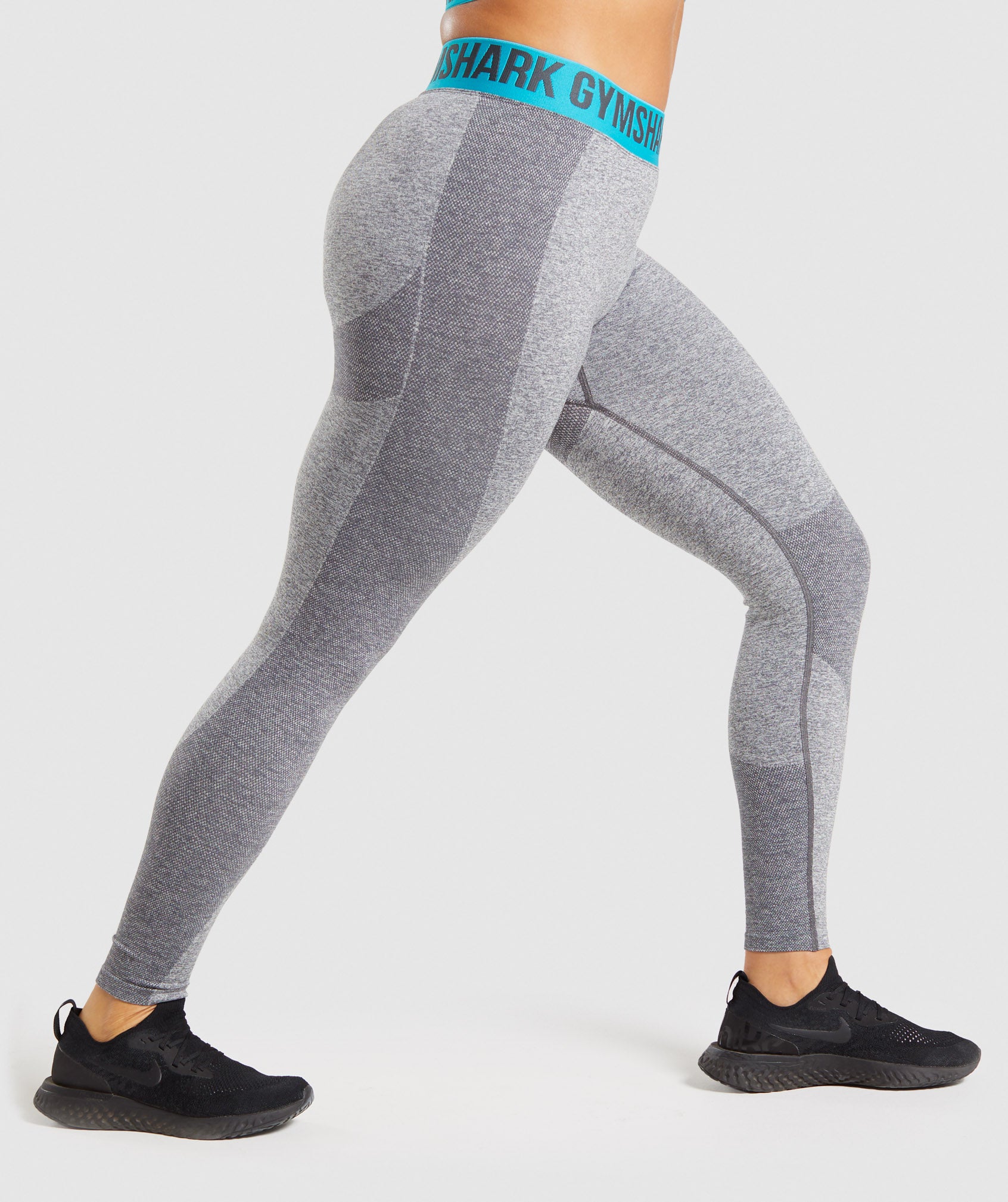 Flex Leggings in Charcoal Marl/Teal