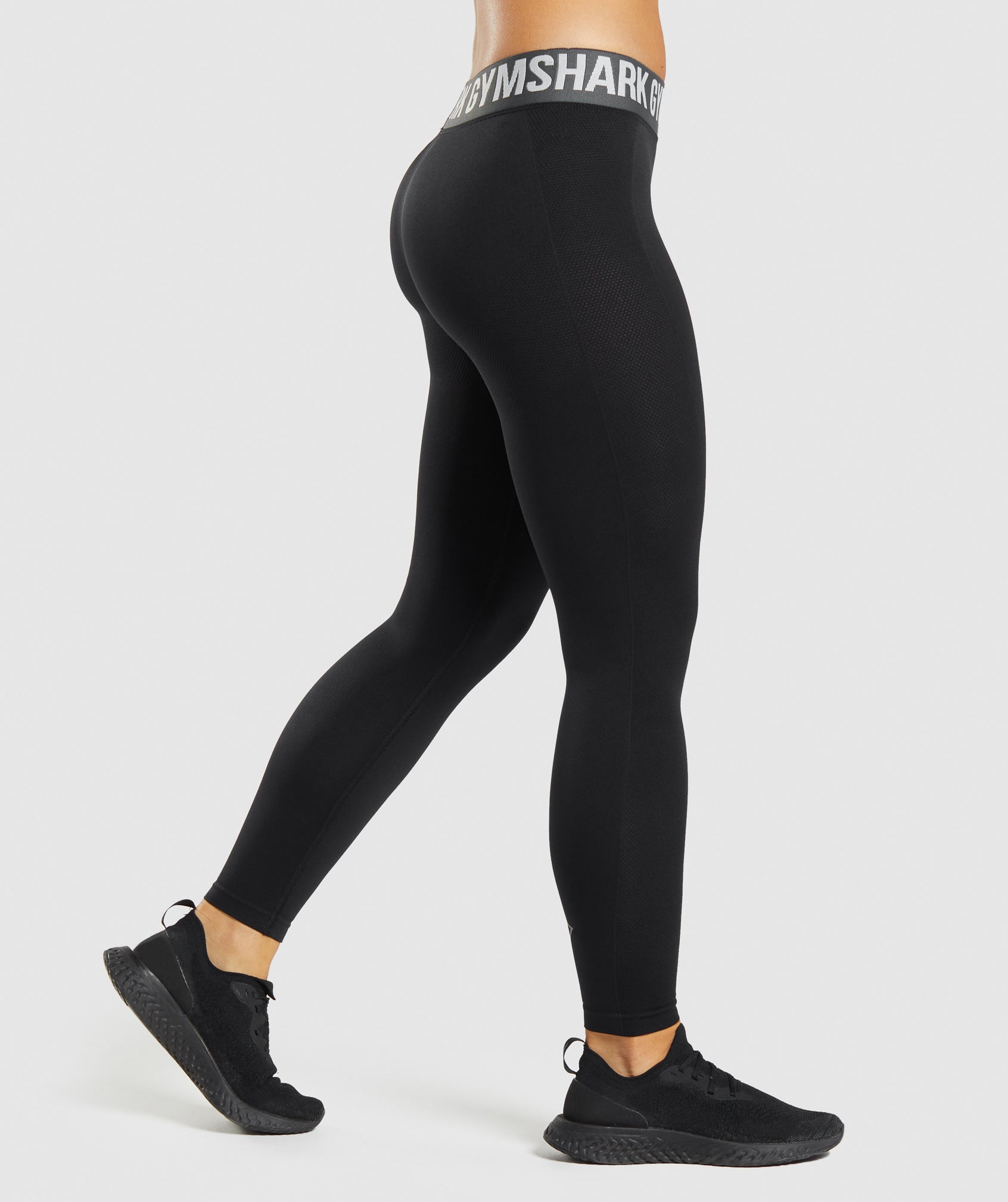 Gymshark Flex Low Rise Leggings - Black Marl/Charcoal