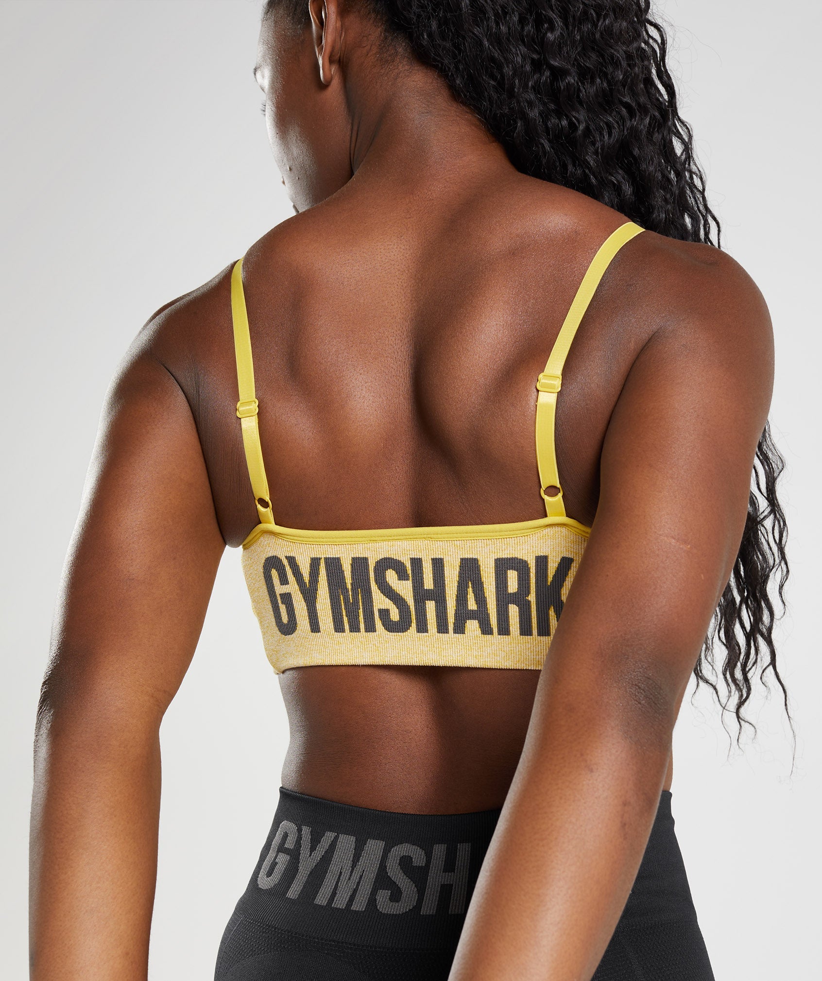 GYMSHARK FLEX STRAPPY SPORTS BRA - LIGHT GREY MARL/BLACK