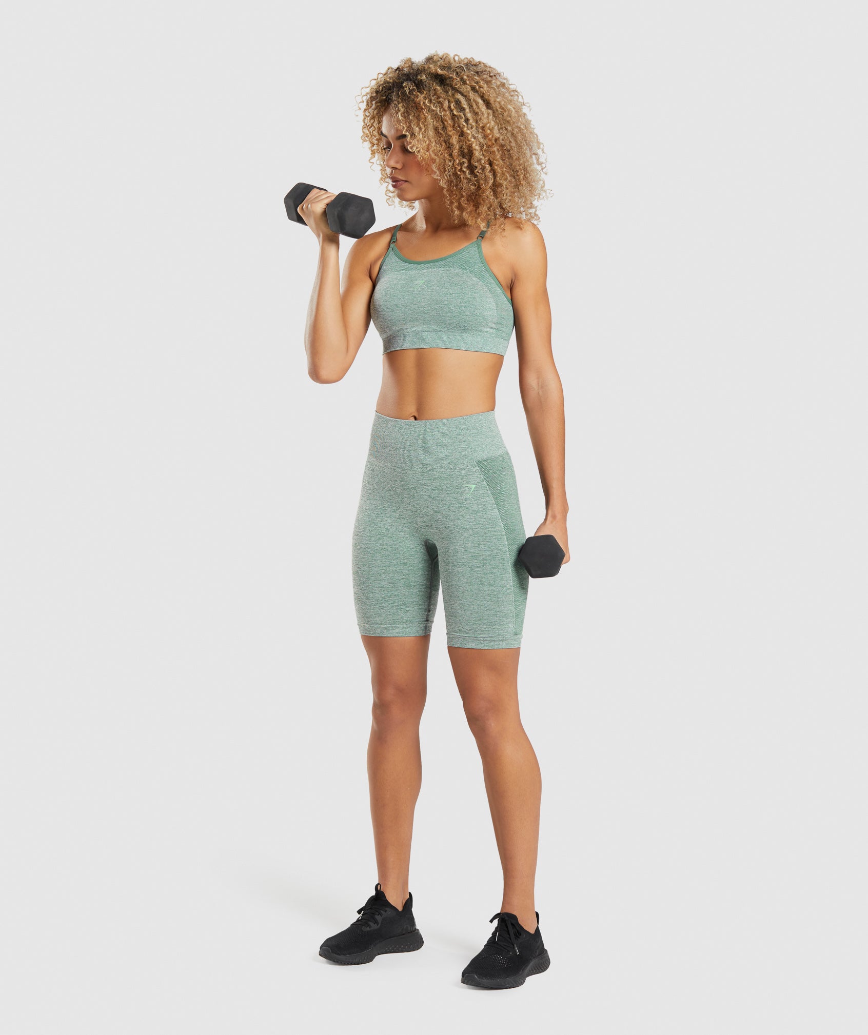 Flex Strappy Sports Bra in Studio Green Marl - view 4