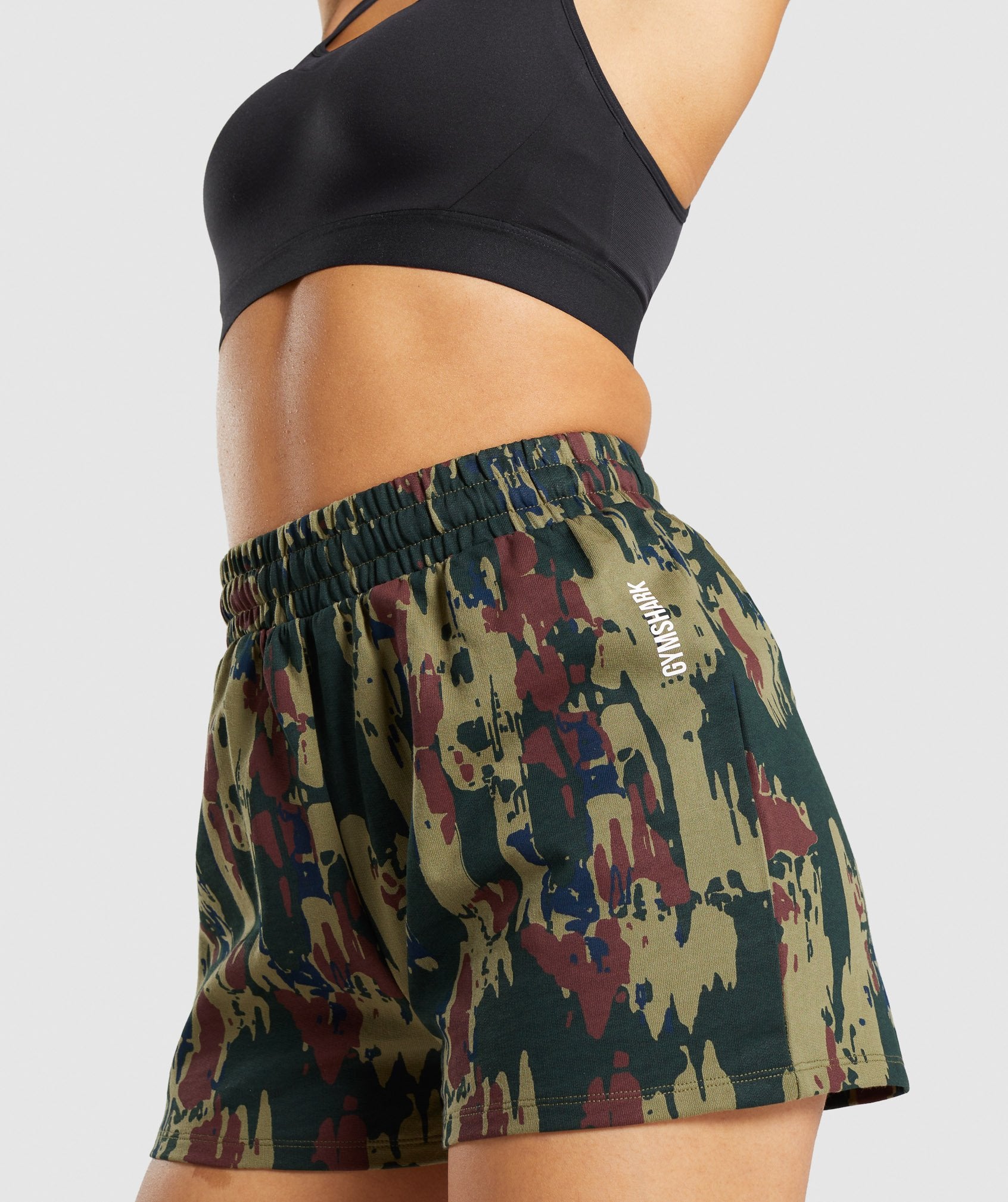Gymshark Graphic Camo Shorts - Dark Green Camo
