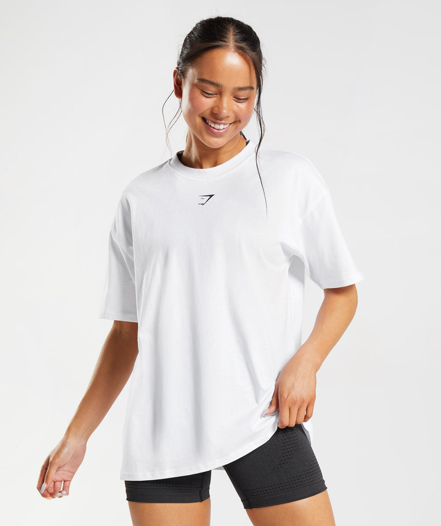 Gymshark Fraction Oversized T-Shirt - White | Gymshark
