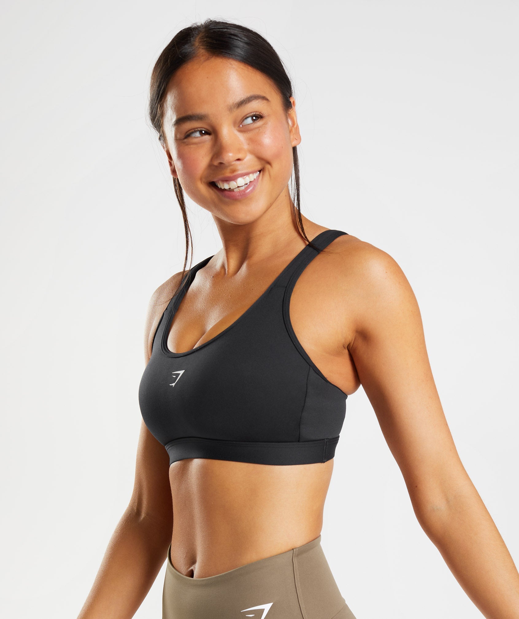 Gymshark sports bra SZ XS black athleisure adjustable shoulder